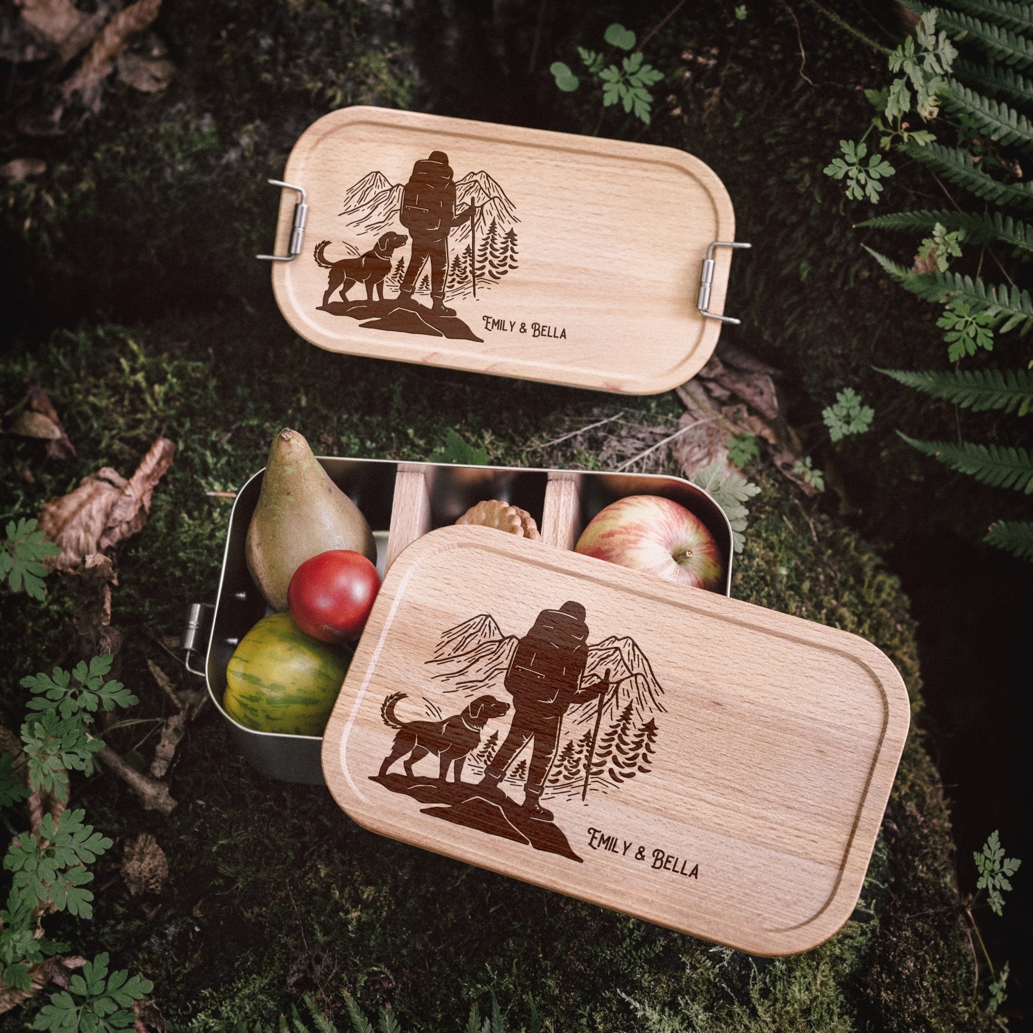 Brotdose Edelstahl mit Buchendeckel - Wanderbuddy - Abenteuernah