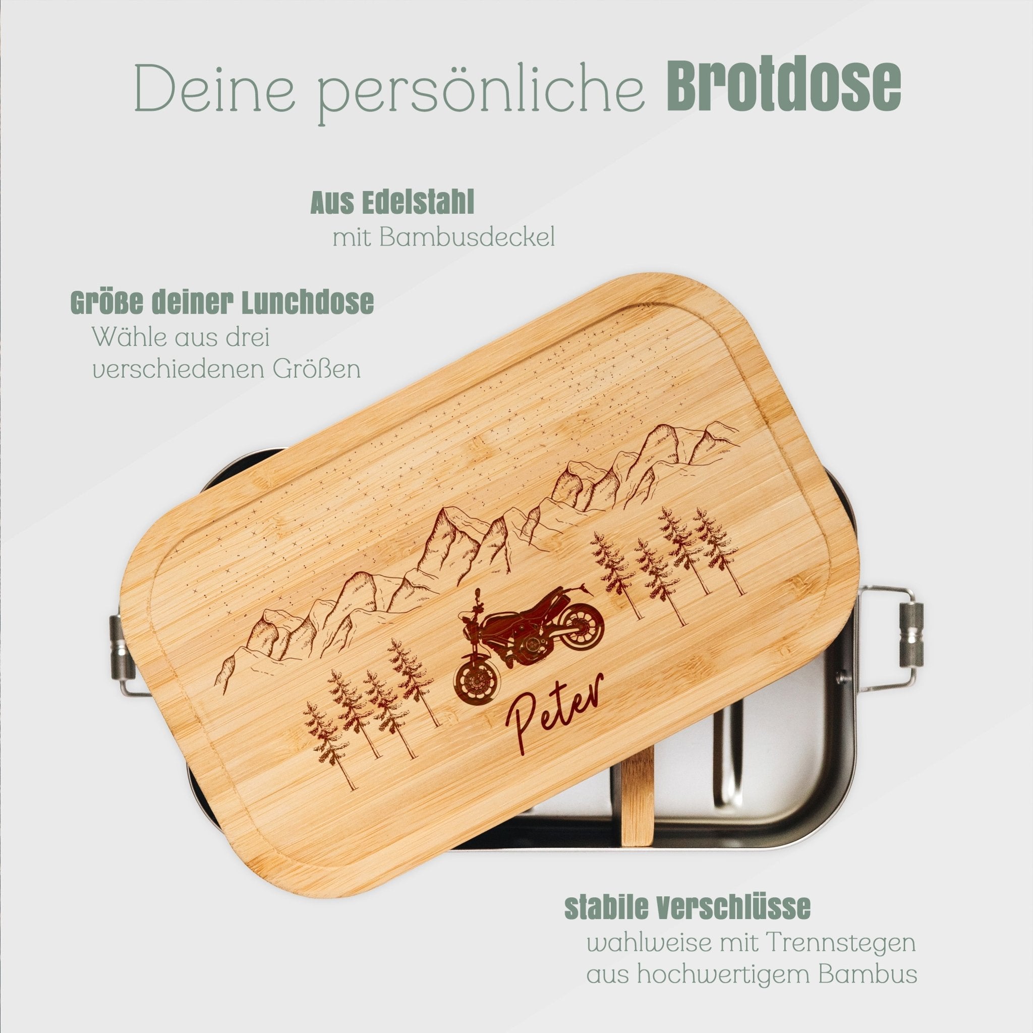 Brotdose Edelstahl - Motorrad Berge - Abenteuernah