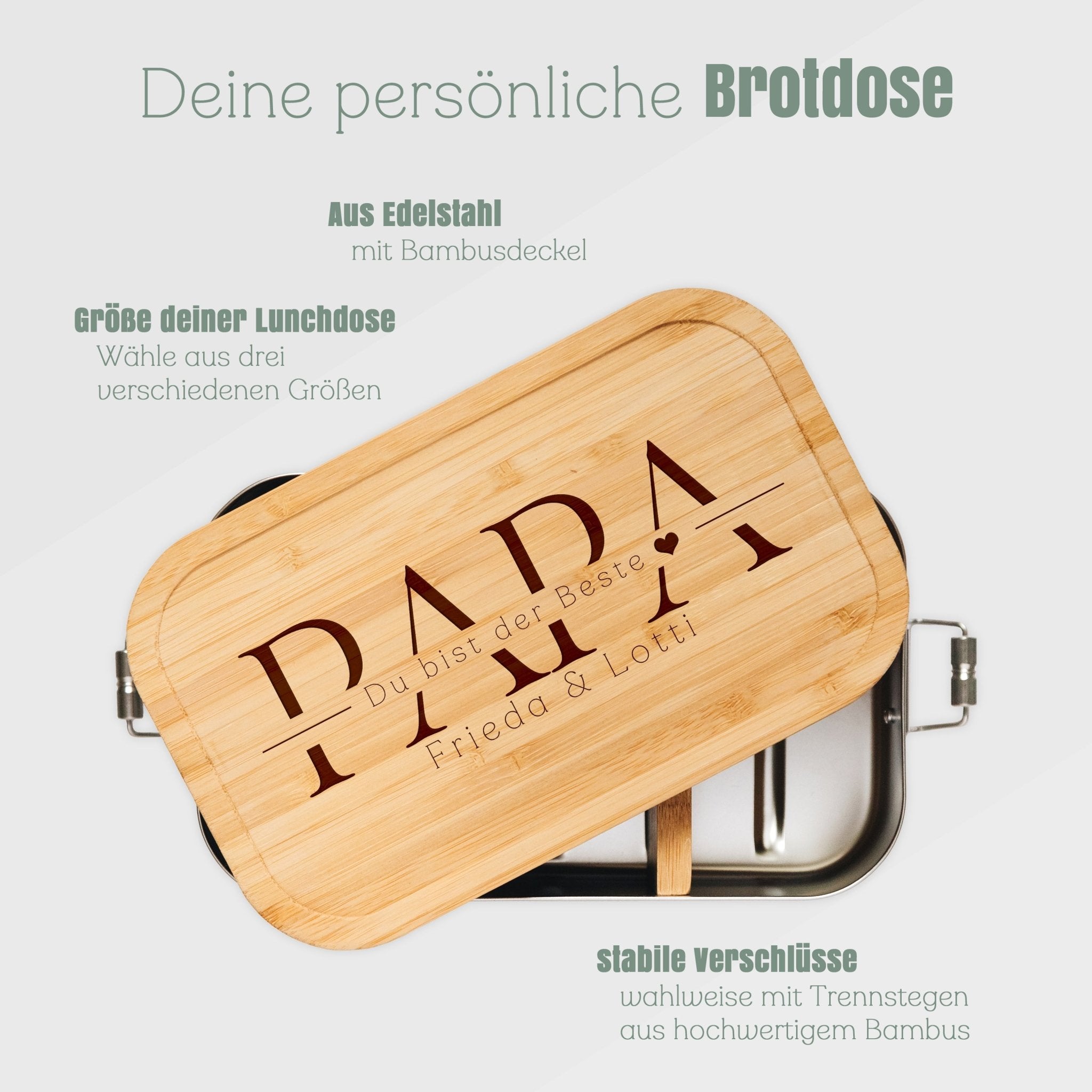 Brotdose Edelstahl - Papa du bist der Beste - Abenteuernah