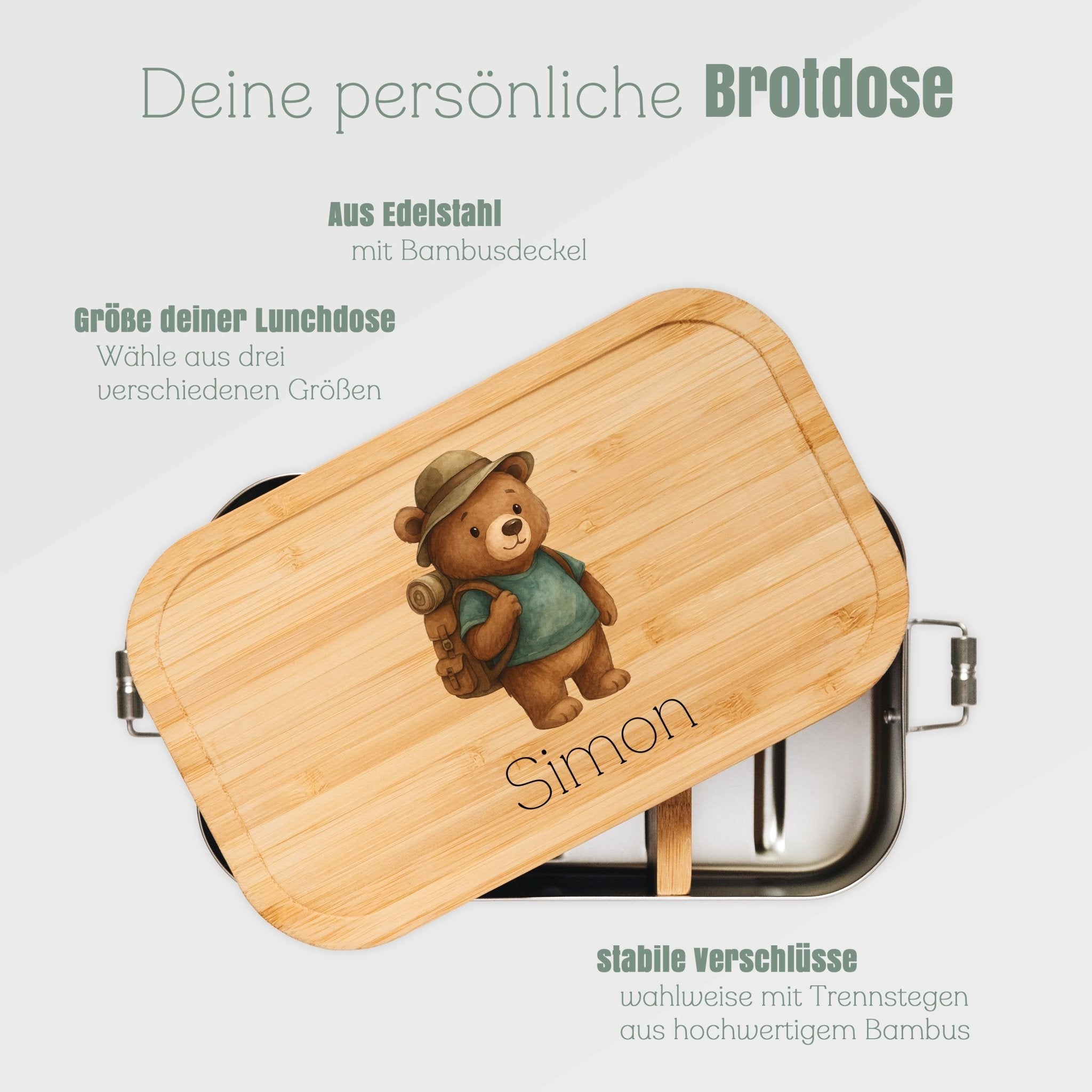 Brotdose Edelstahl - Pfadfinder - Bär farbig - Abenteuernah