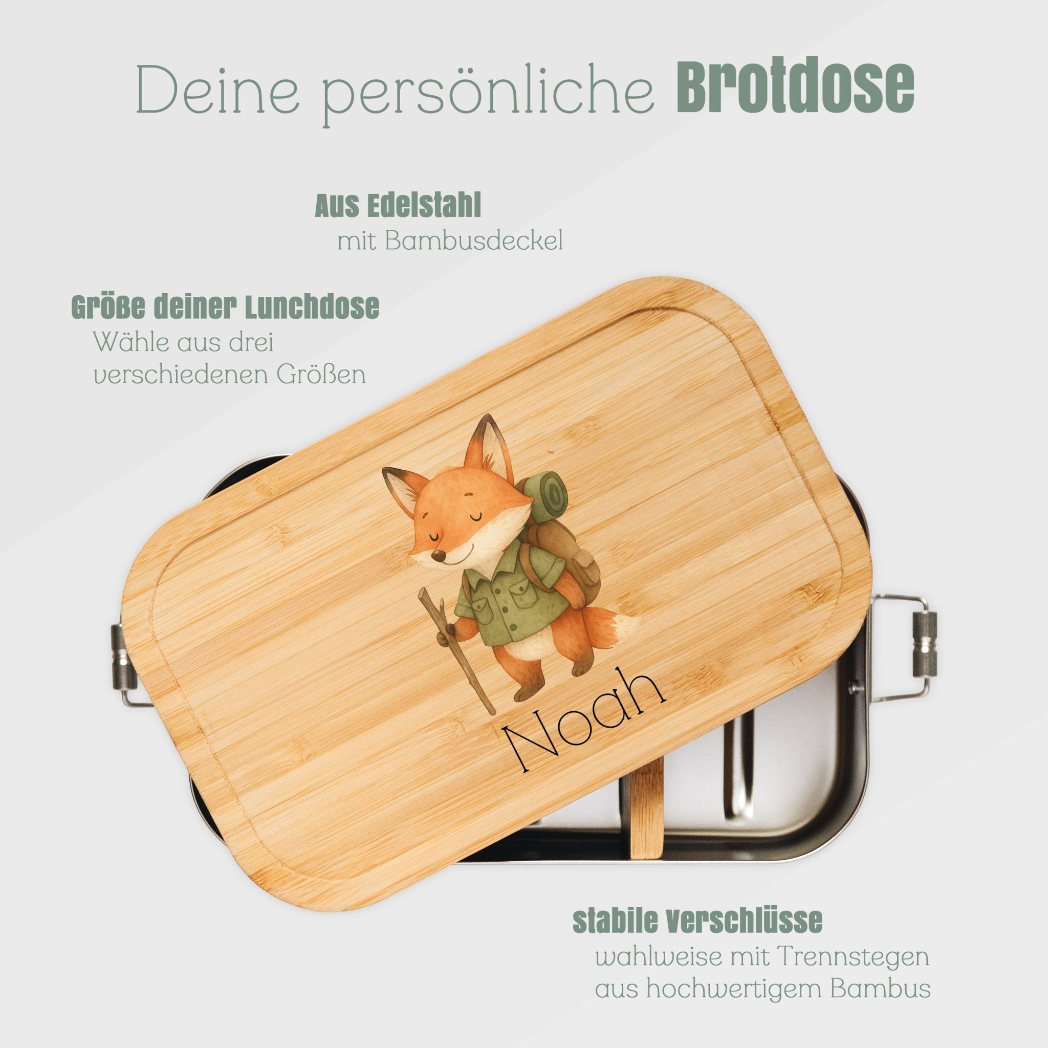 Brotdose Edelstahl - Pfadfinder - Fuchs farbig - Abenteuernah
