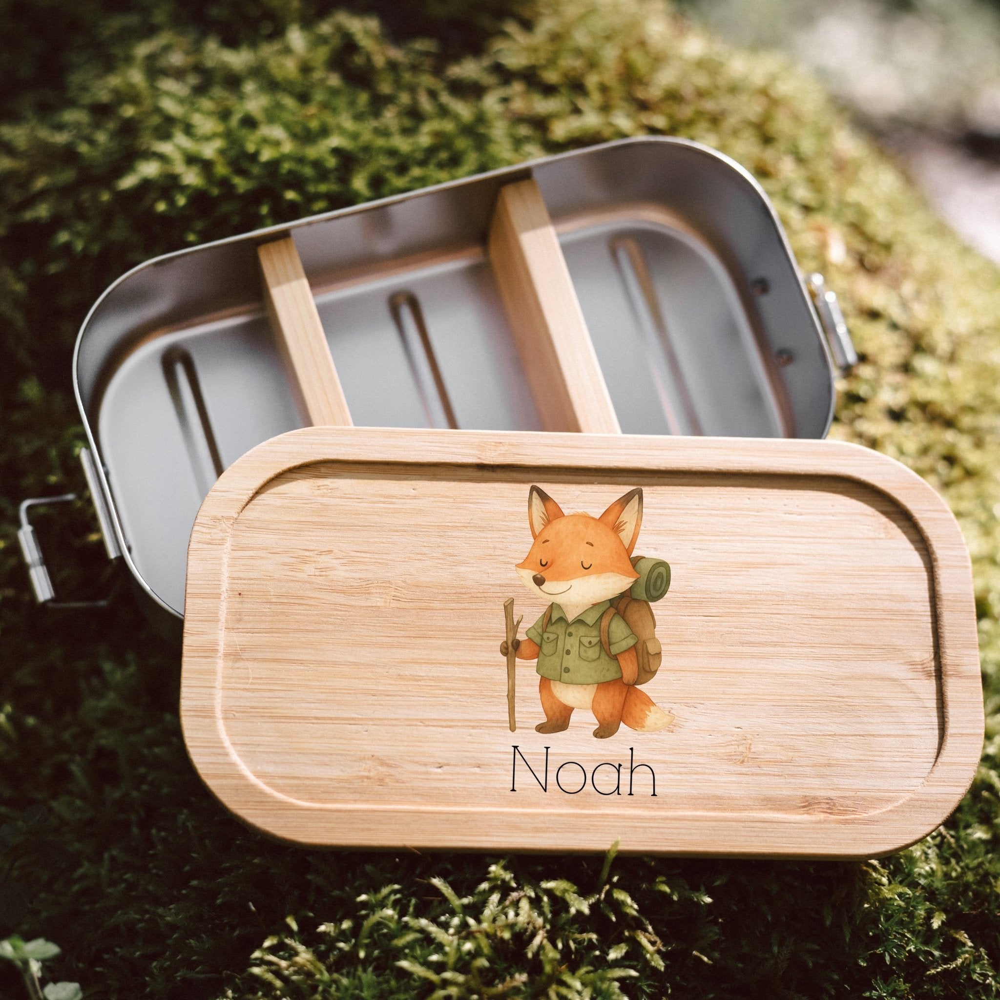 Brotdose Edelstahl - Pfadfinder - Fuchs farbig - Abenteuernah