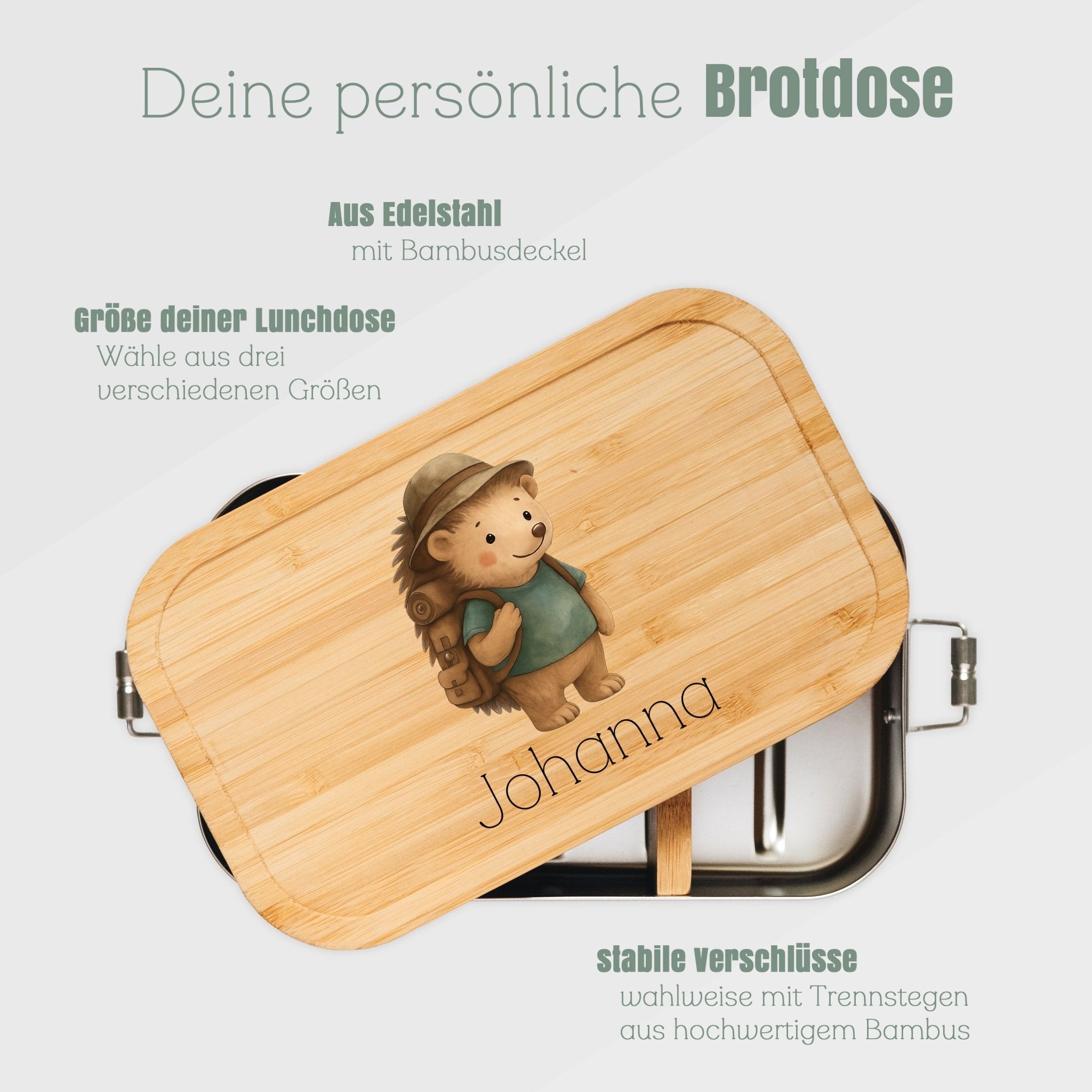 Brotdose Edelstahl - Pfadfinder - Igel farbig - Abenteuernah