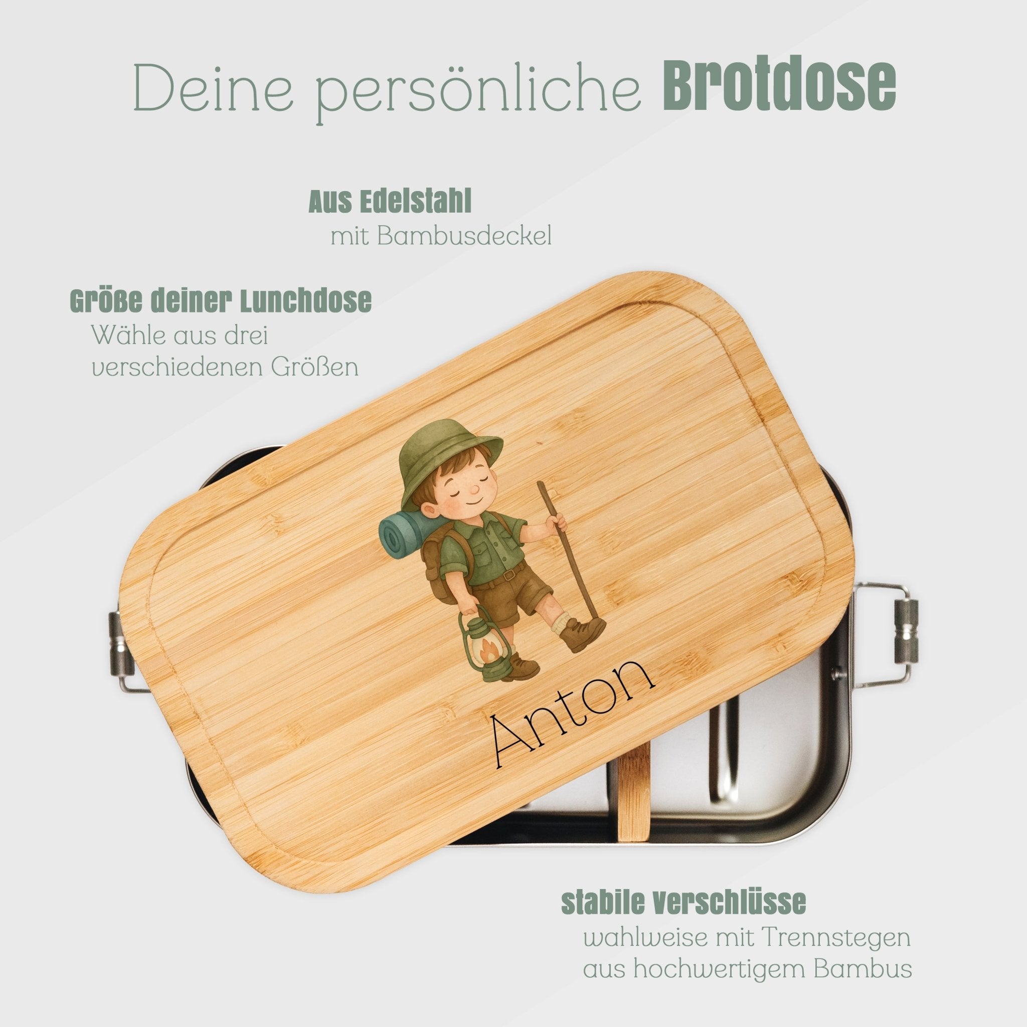 Brotdose Edelstahl - Pfadfinder - Junge farbig - Abenteuernah