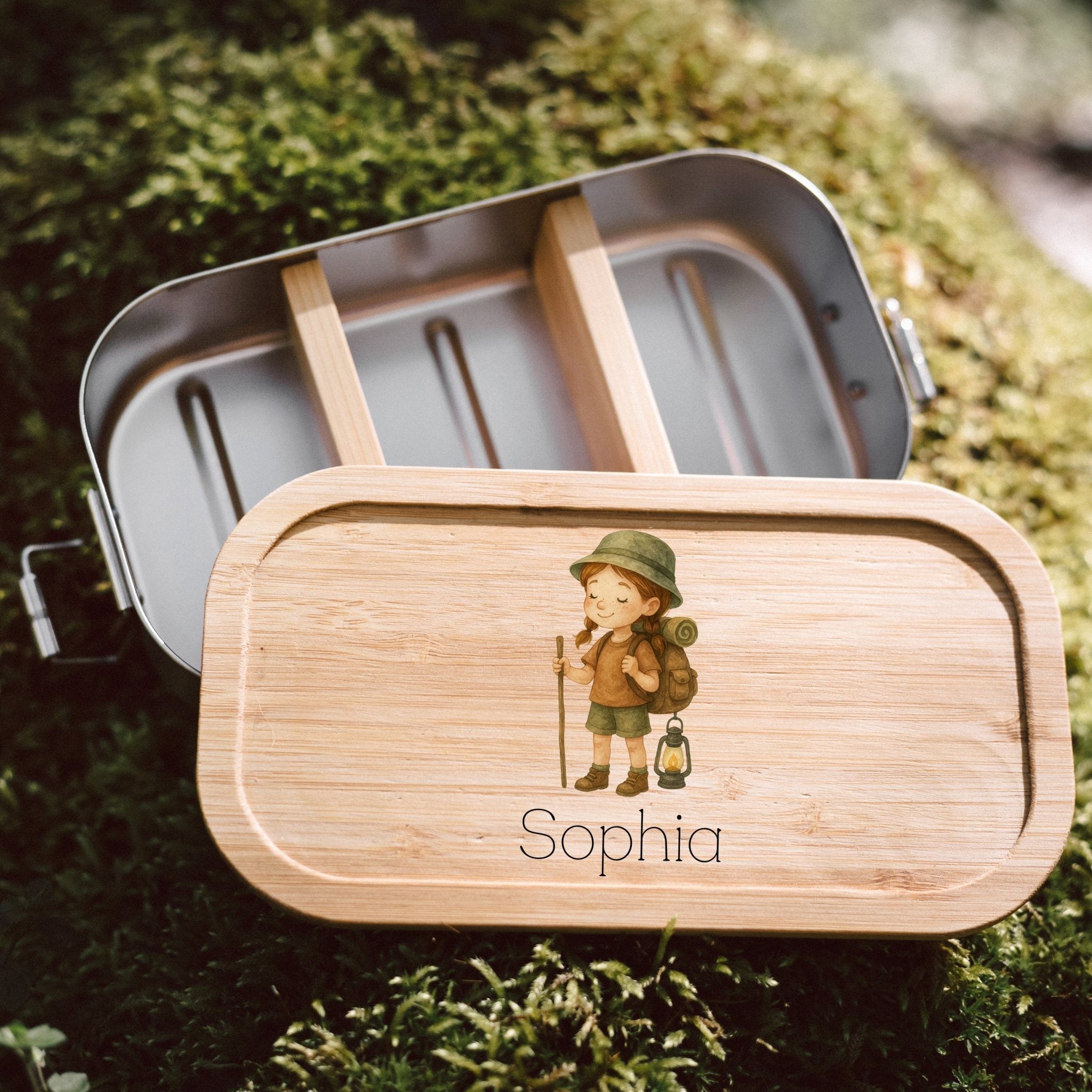 Brotdose Edelstahl - Pfadfinder - Mädchen farbig - Abenteuernah