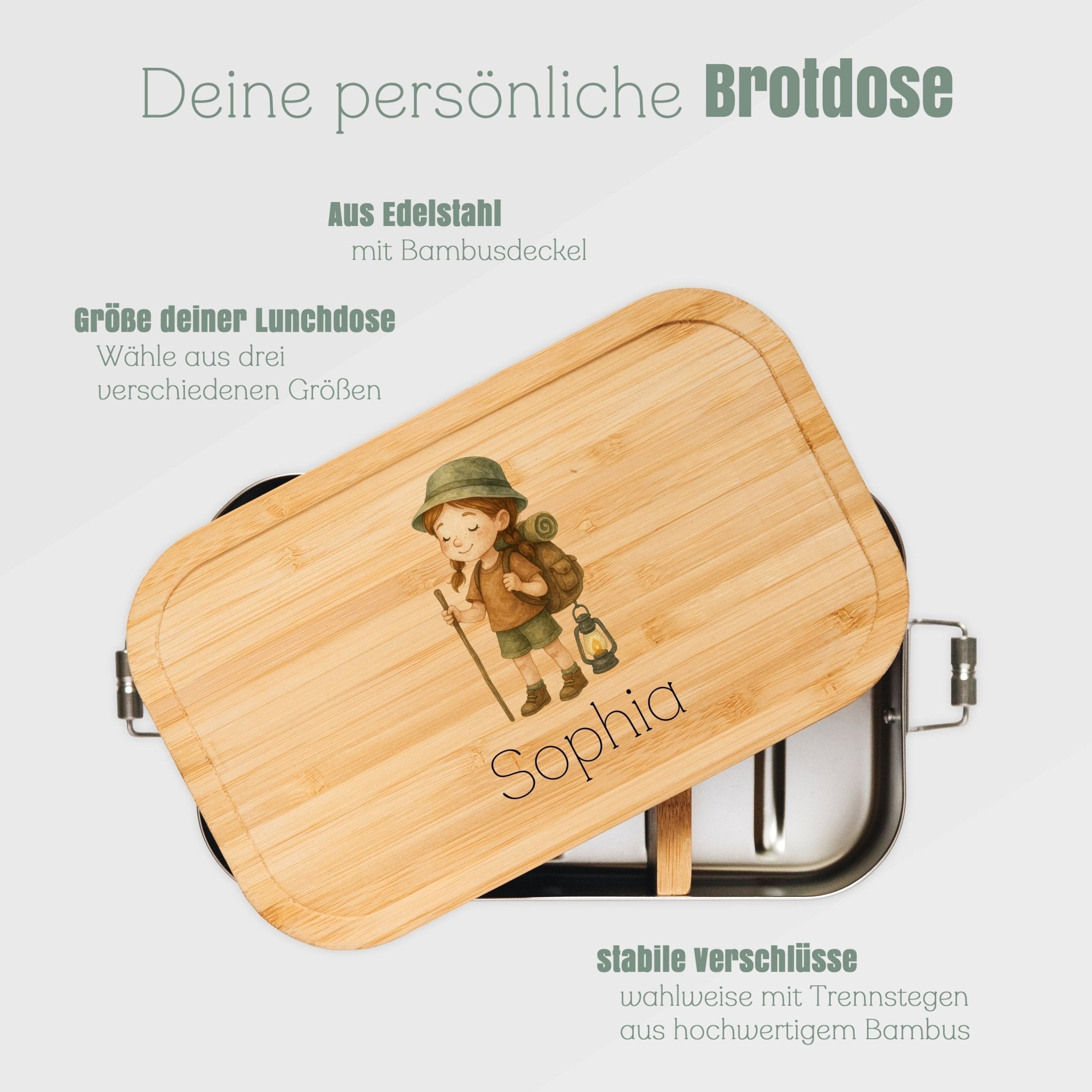 Brotdose Edelstahl - Pfadfinder - Mädchen farbig - Abenteuernah