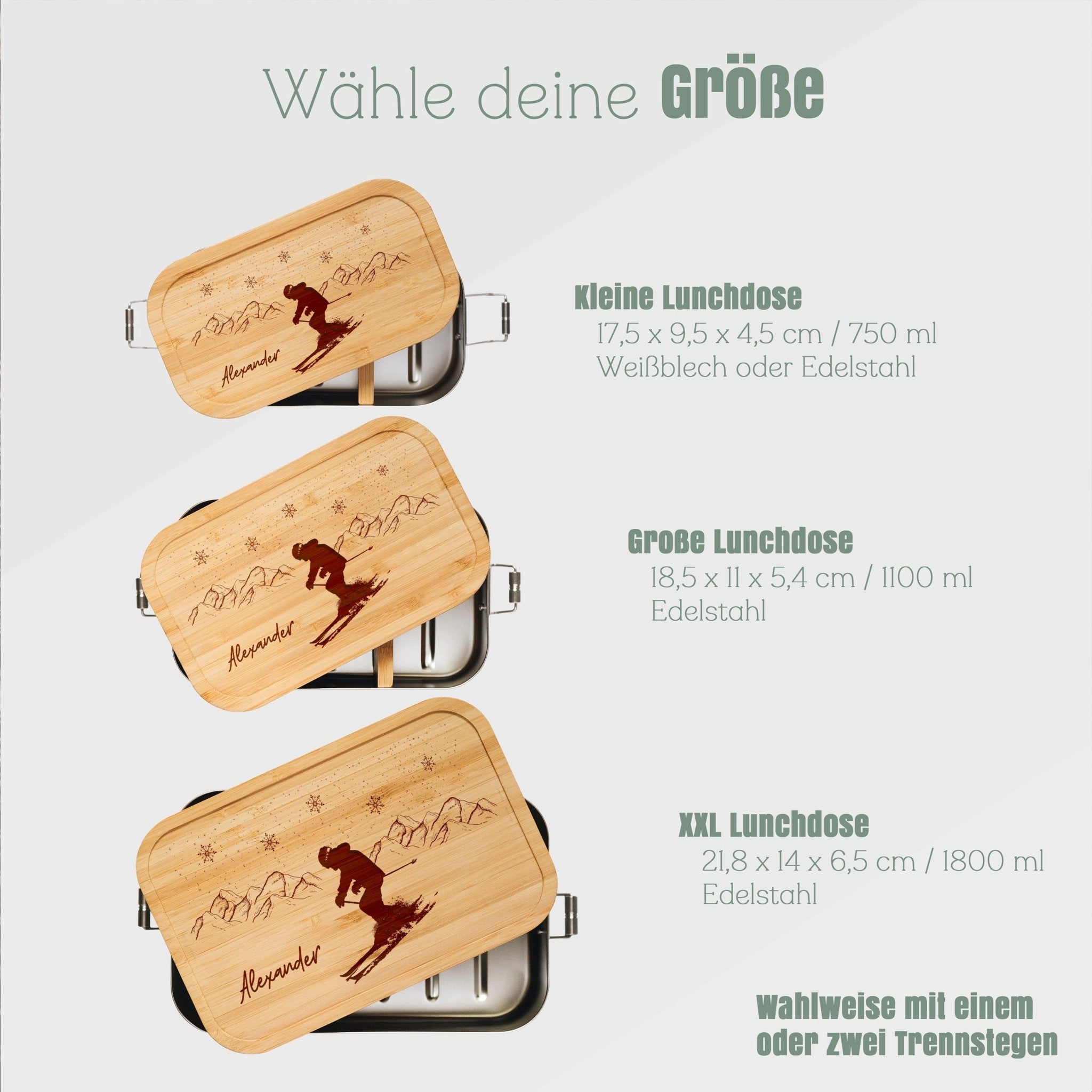 Brotdose Edelstahl - Ski Berge - Abenteuernah