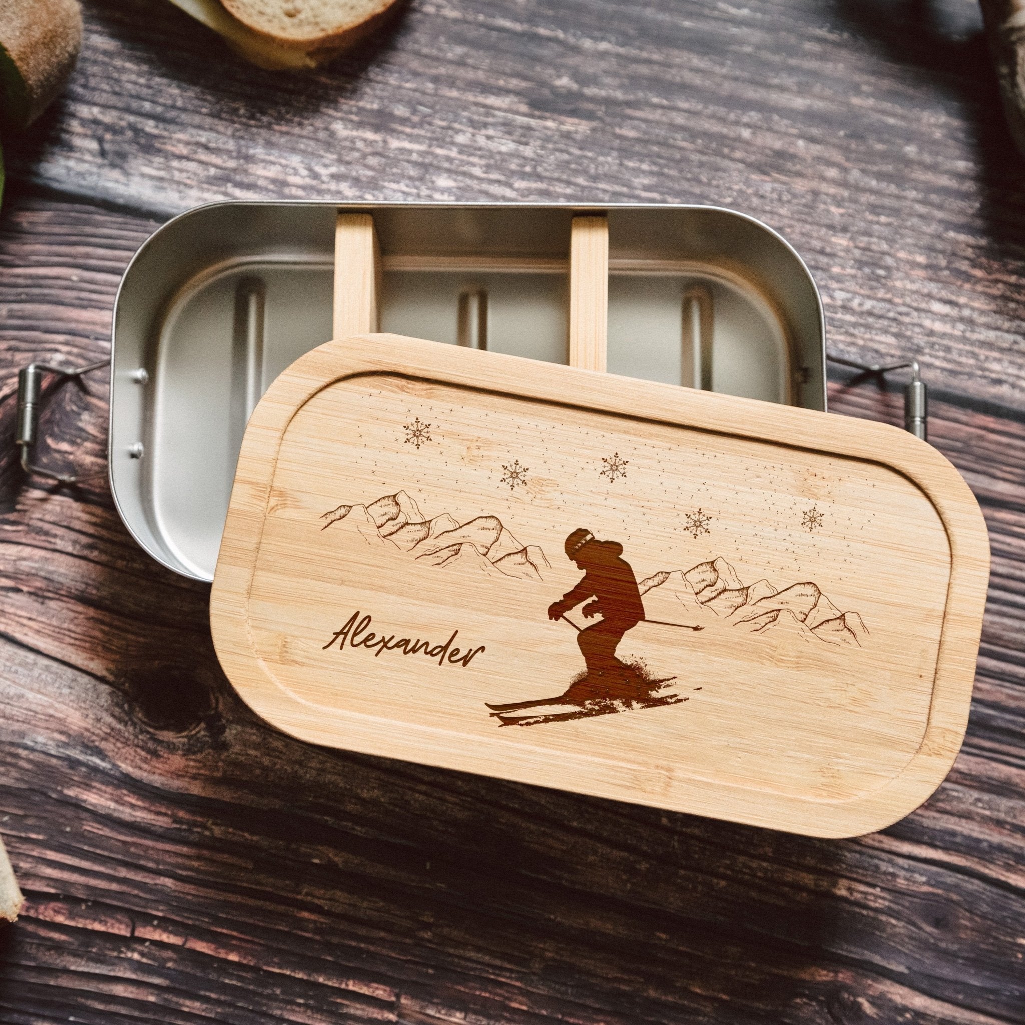 Brotdose Edelstahl - Ski Berge - Abenteuernah