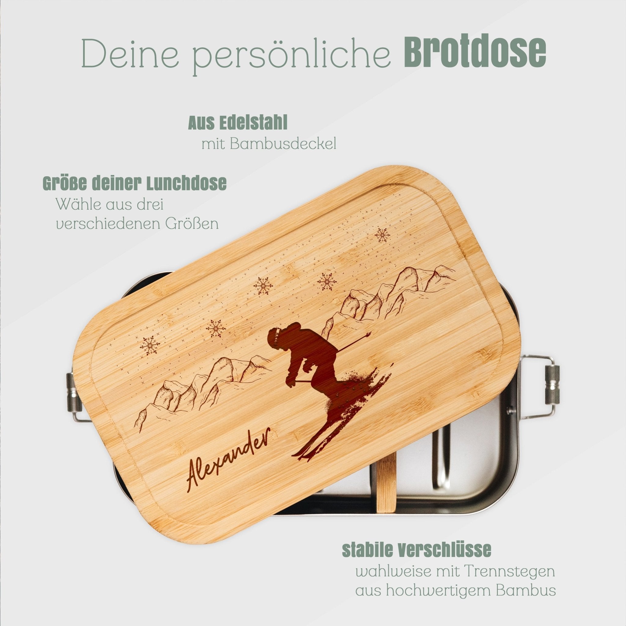 Brotdose Edelstahl - Ski Berge - Abenteuernah