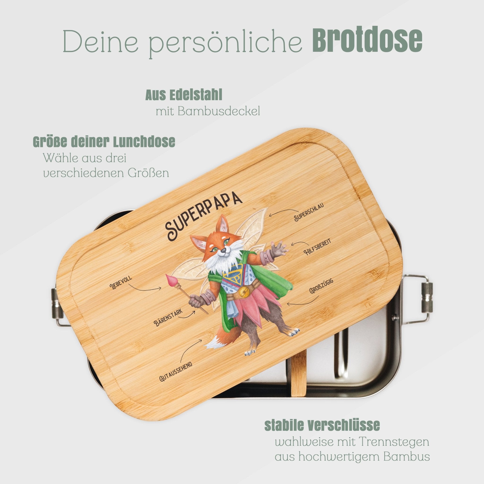 Brotdose Edelstahl - Superpapa Fuchs - Abenteuernah