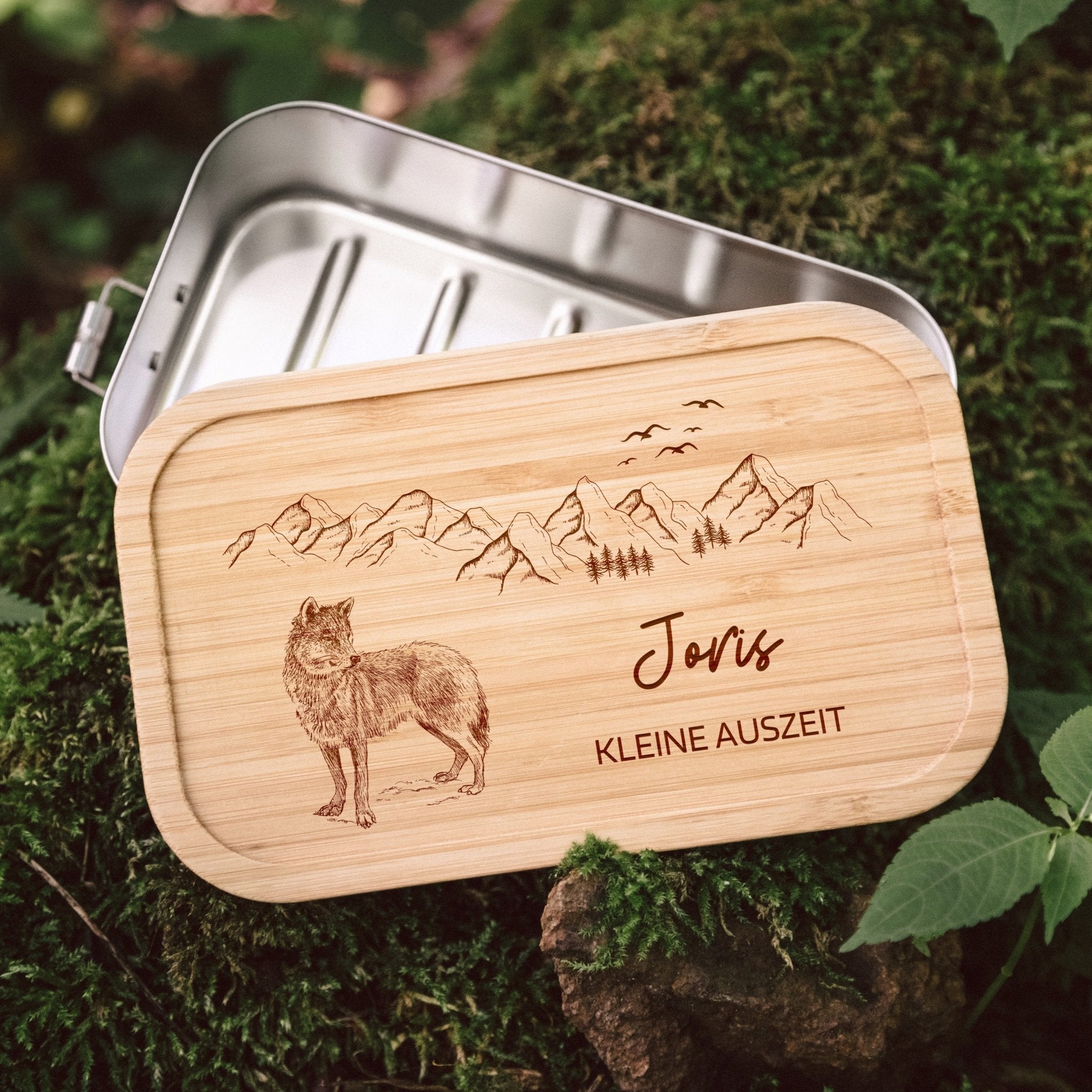 Brotdose Edelstahl - Wolf Berge - Abenteuernah