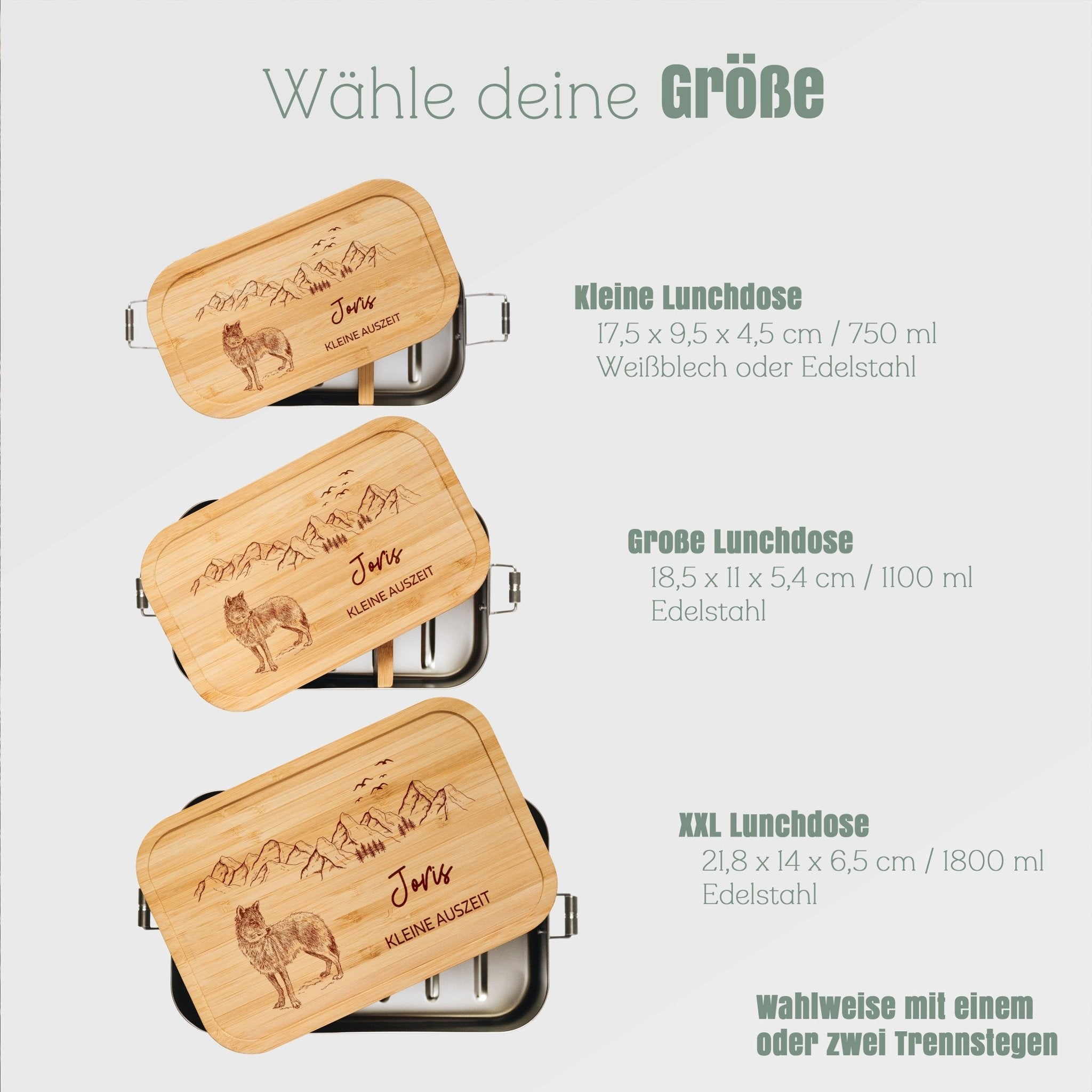 Brotdose Edelstahl - Wolf Berge - Abenteuernah