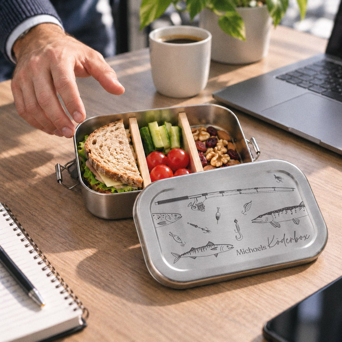 Brotdose Volledelstahl silber - Köderbox Angelzubehör - Abenteuernah