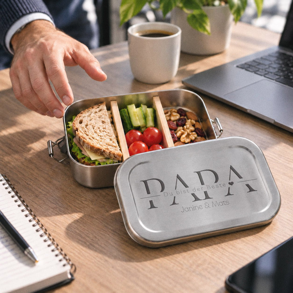 Brotdose Volledelstahl silber - Papa, du bist der Beste - Abenteuernah