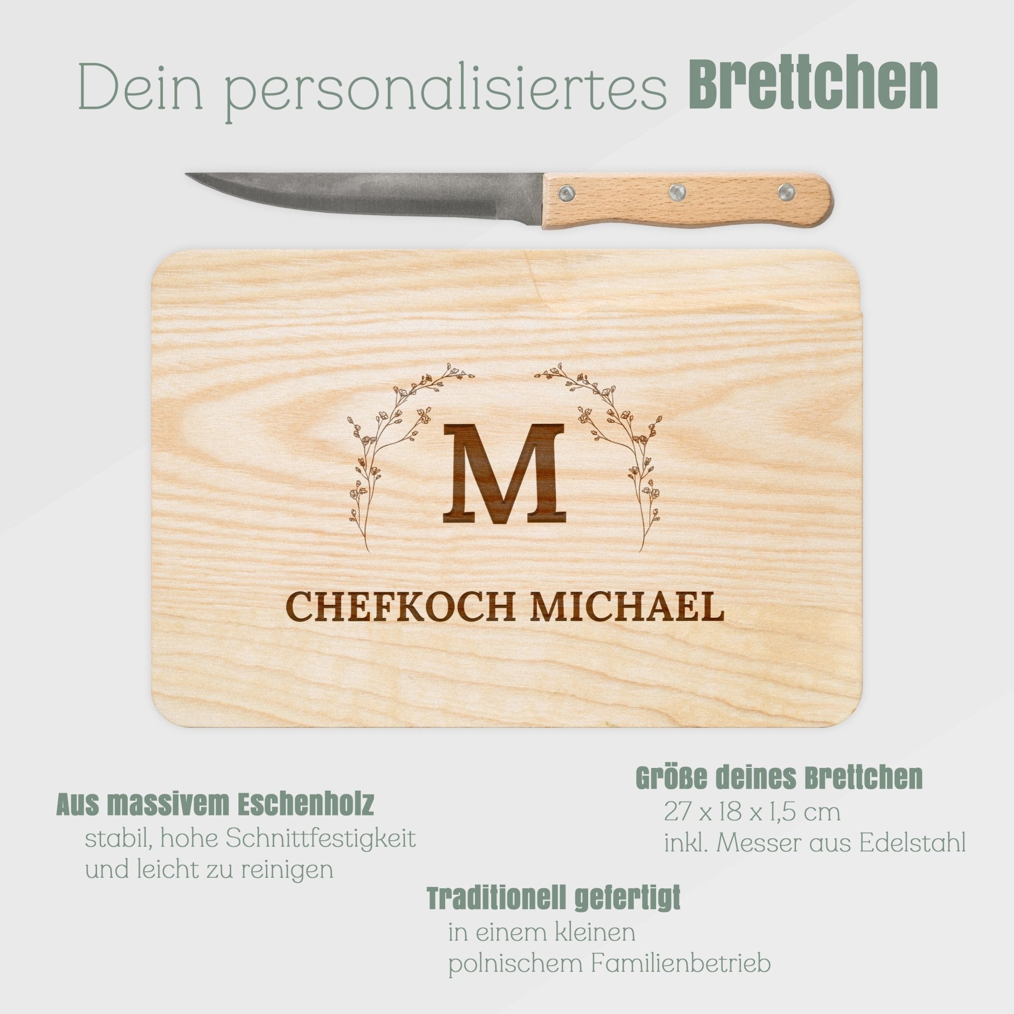 Brotzeitbrett mit Messer - Chefkoch Zweige - Abenteuernah