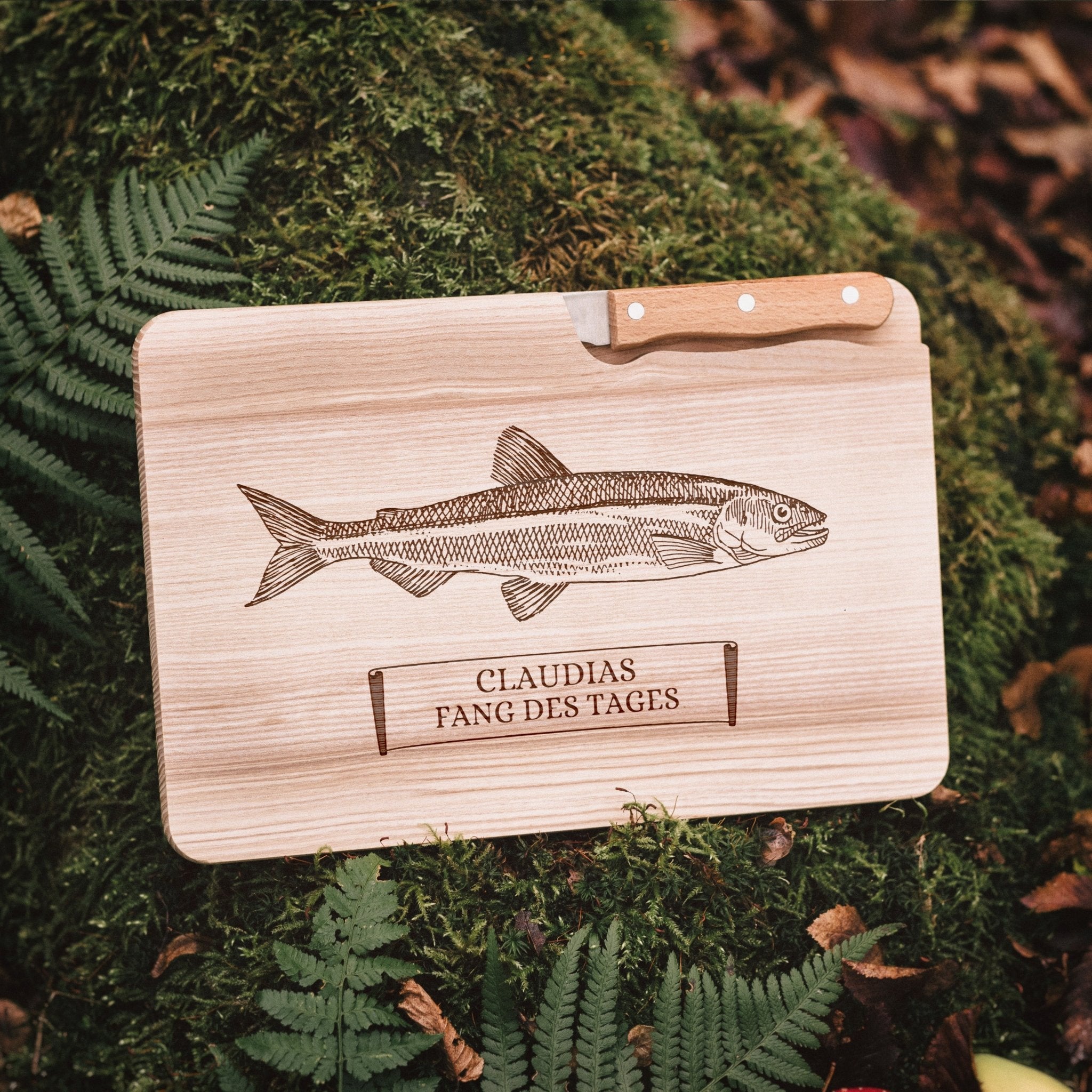 Brotzeitbrett mit Messer - Fang des Tages - Abenteuernah