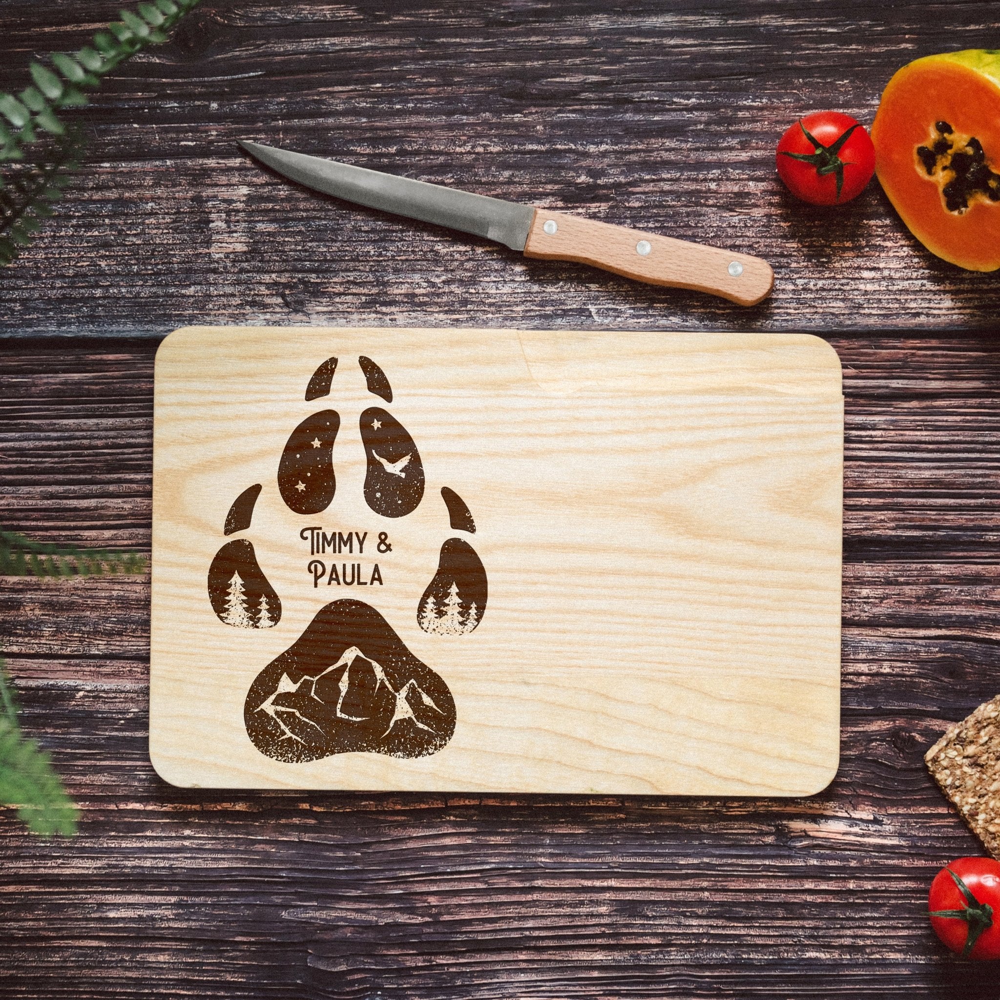 Brotzeitbrett mit Messer - Hundepfote - Abenteuernah