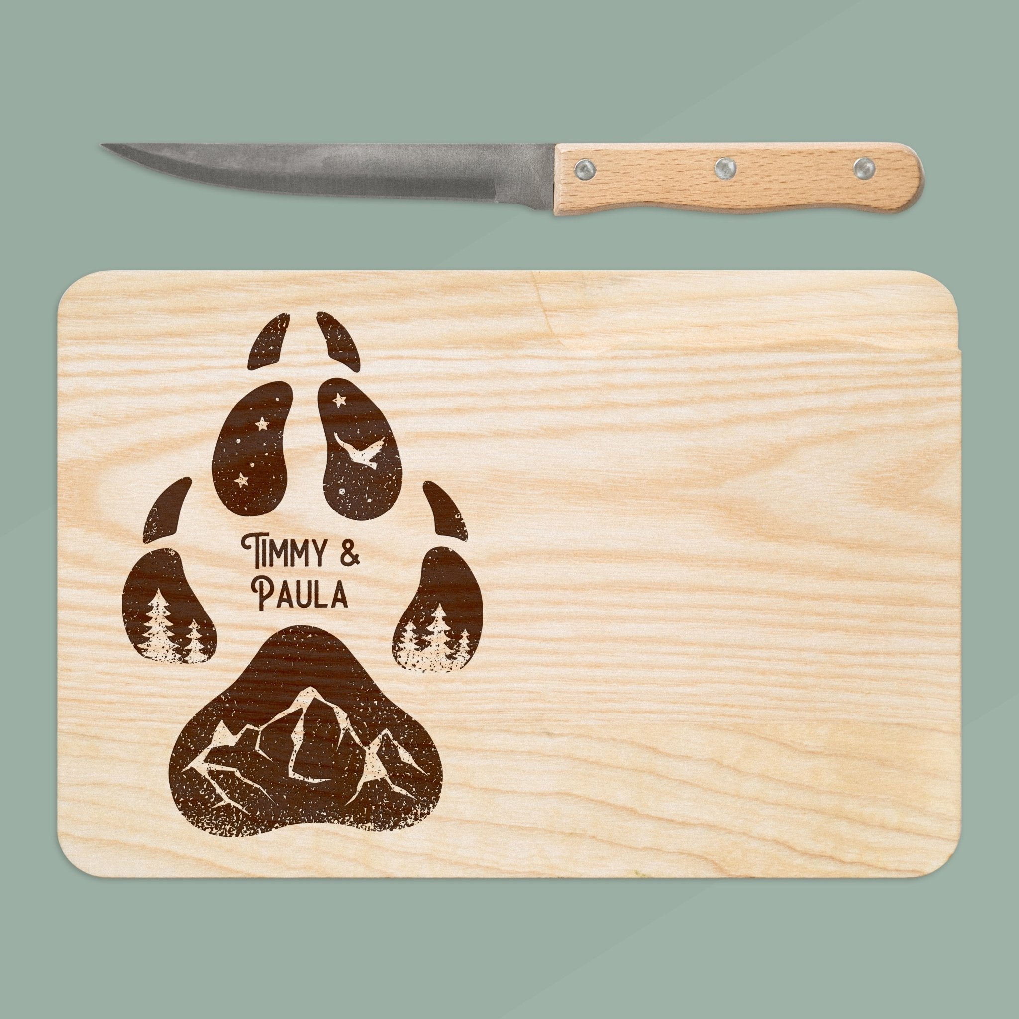 Brotzeitbrett mit Messer - Hundepfote - Abenteuernah