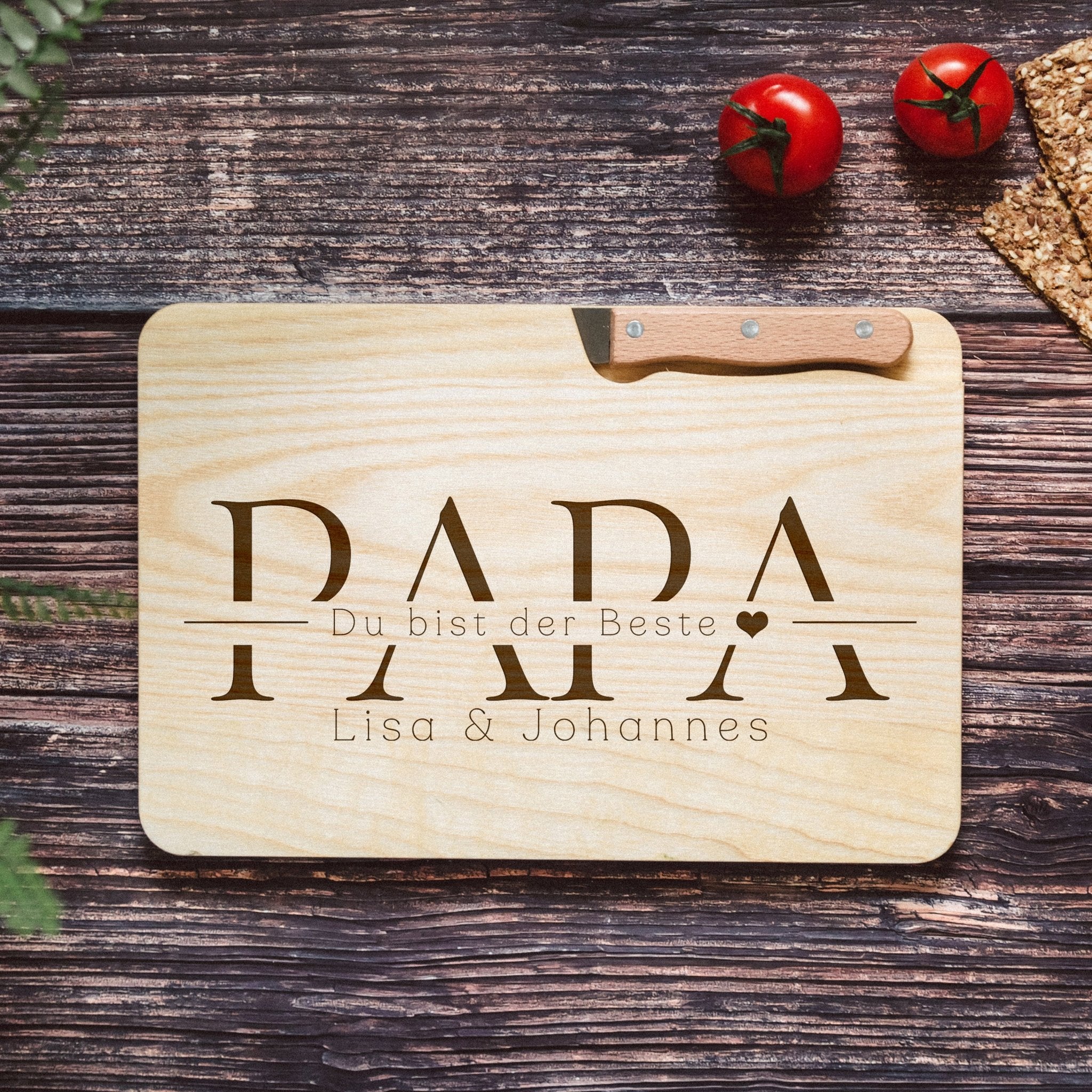 Brotzeitbrett mit Messer - Papa Du bist der Beste - Abenteuernah