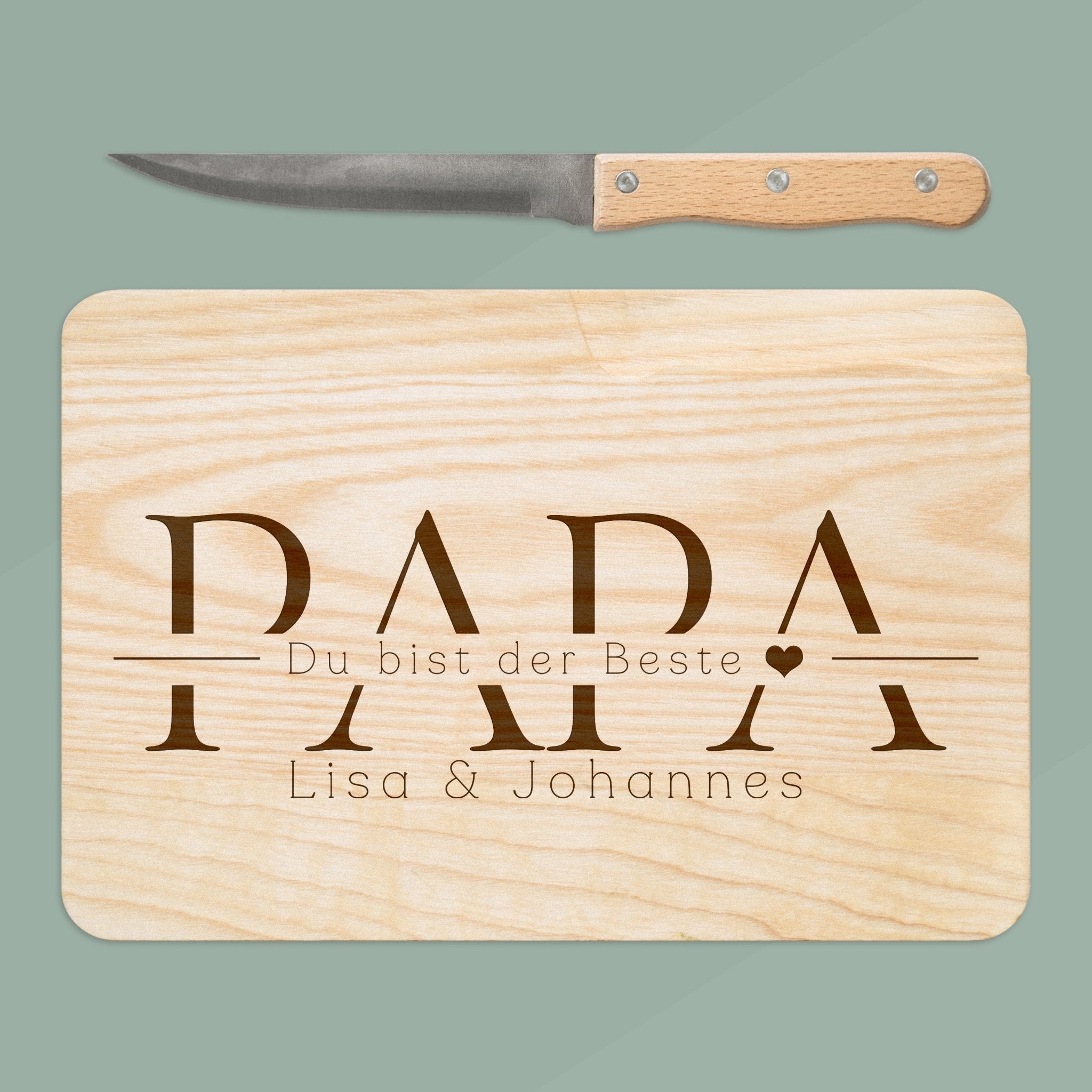 Brotzeitbrett mit Messer - Papa Du bist der Beste - Abenteuernah
