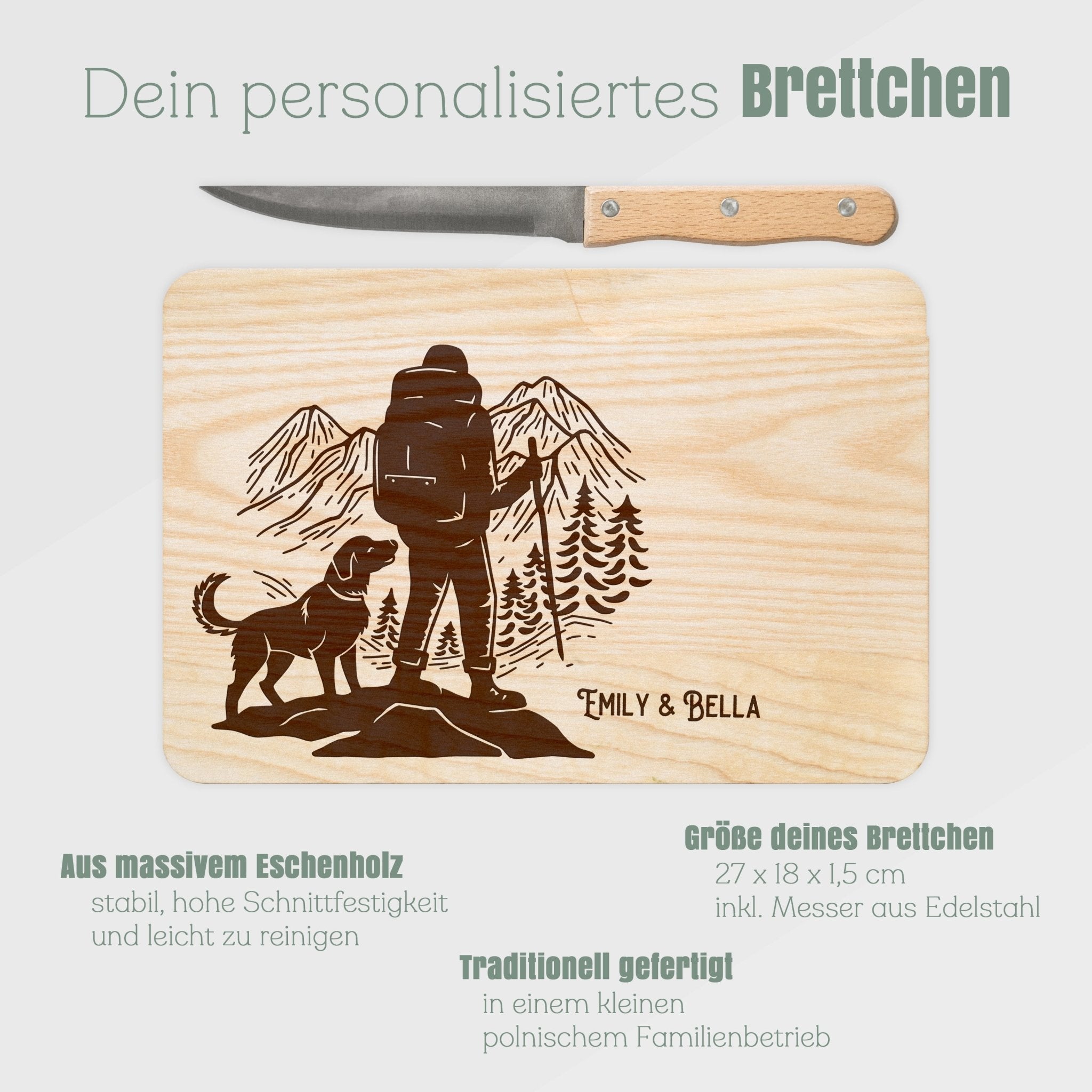 Brotzeitbrett mit Messer - Wanderbuddy - Abenteuernah