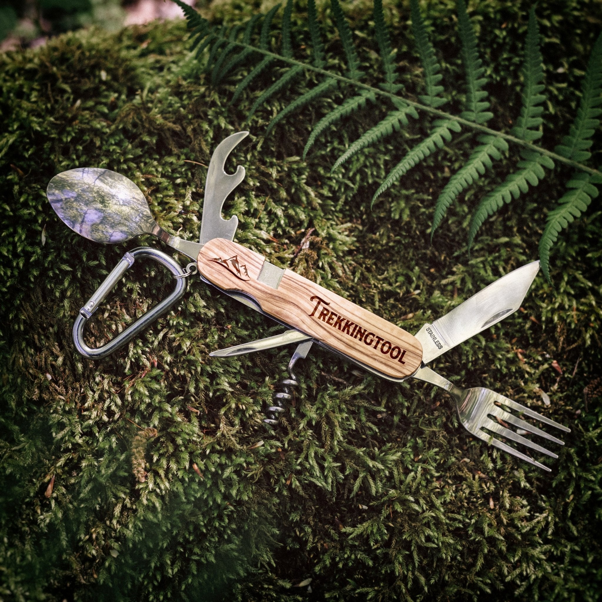 Campingbesteck mit Karabiner - Wunschname - Abenteuernah