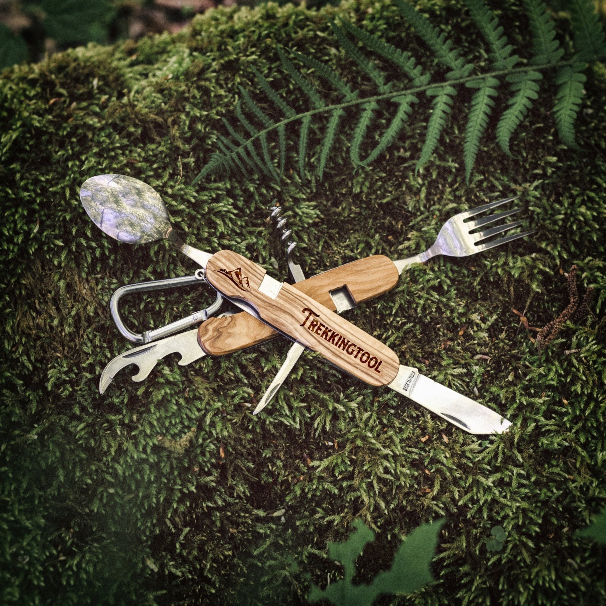 Campingbesteck mit Karabiner - Wunschname - Abenteuernah