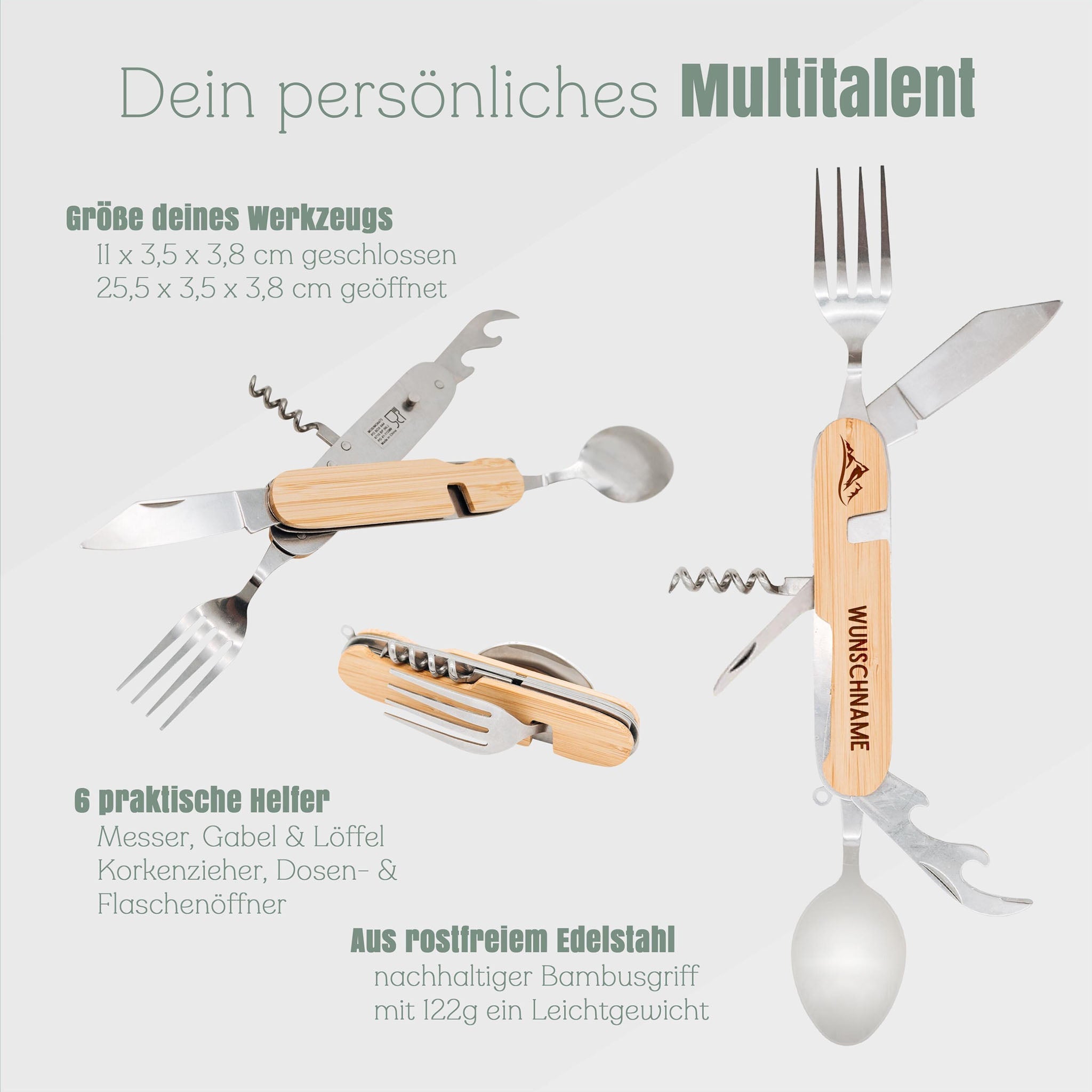 Campingbesteck - Wunschname - Abenteuernah
