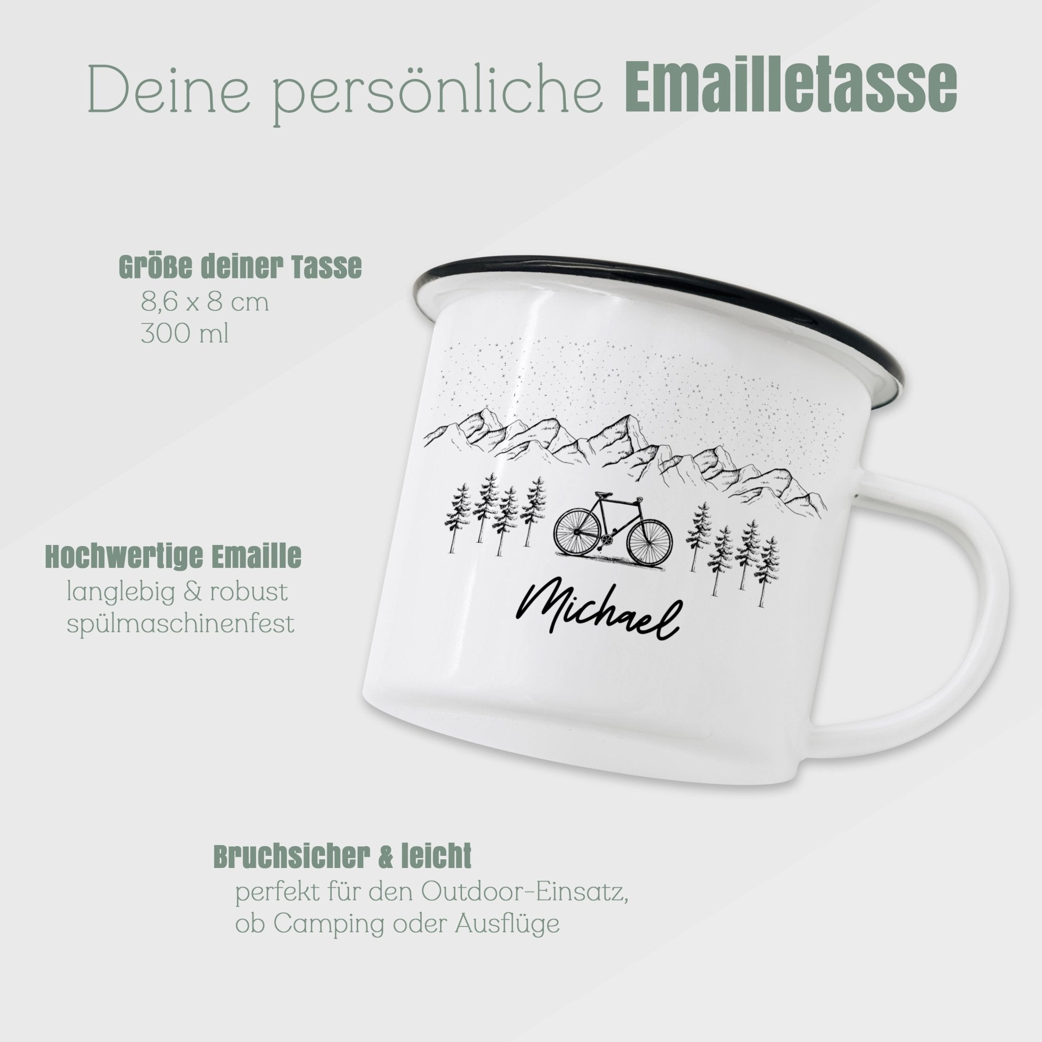 Emaille Tasse - Fahrrad Berge/Motorrad Berge - Abenteuernah