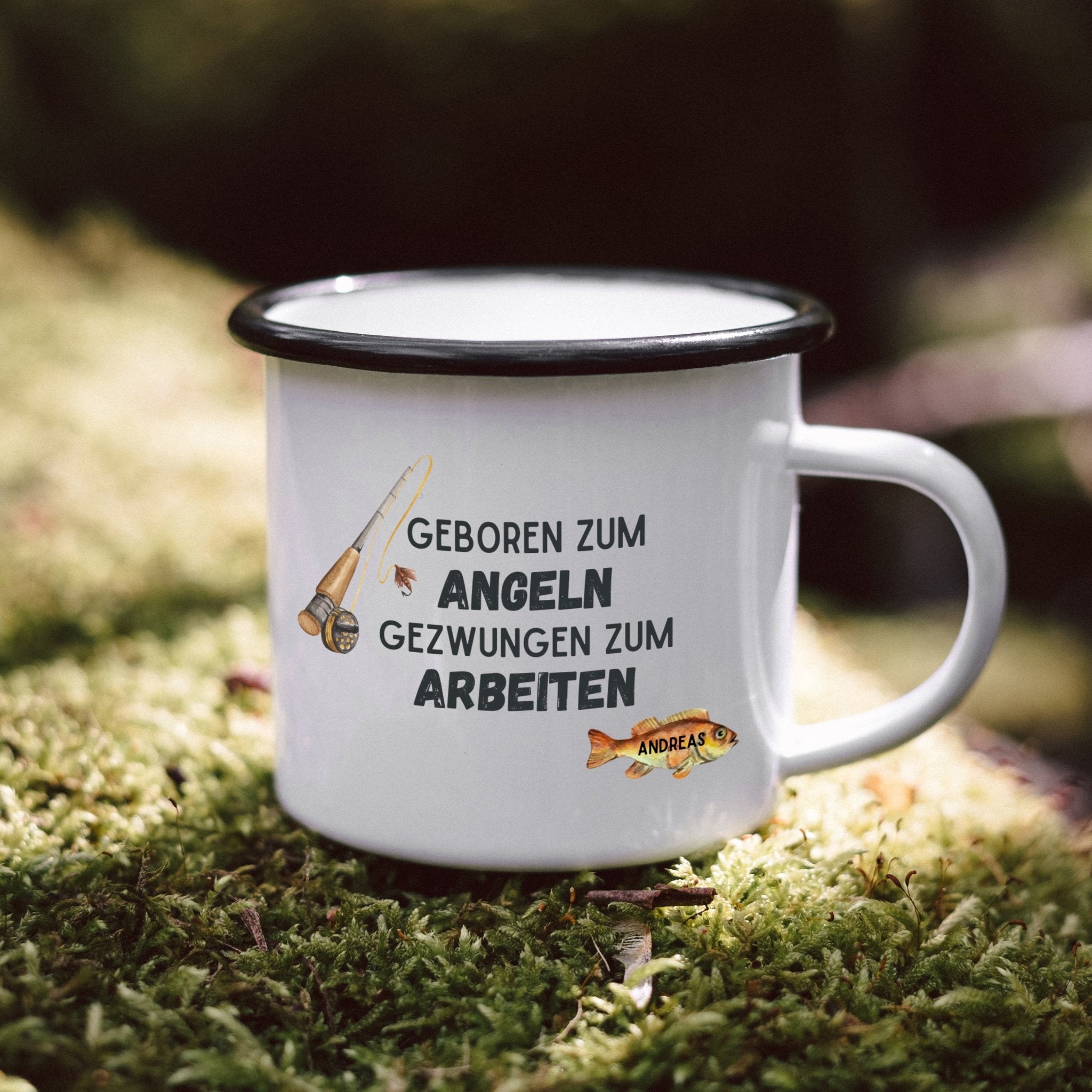 Emaille Tasse - Geboren zum Angeln - Abenteuernah