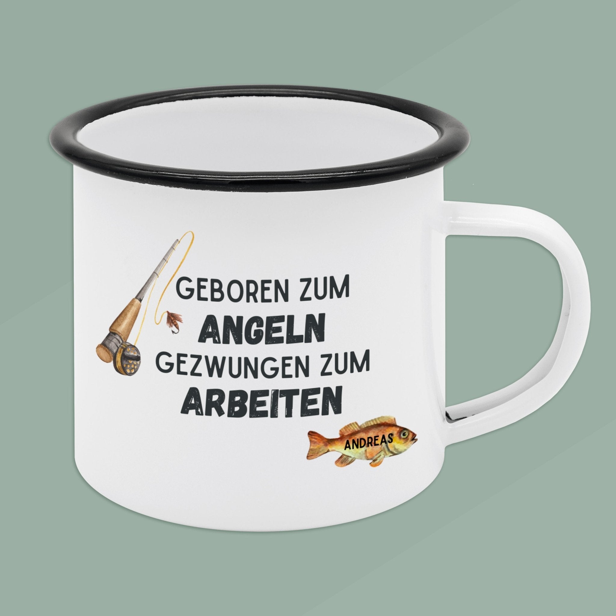 Emaille Tasse - Geboren zum Angeln - Abenteuernah