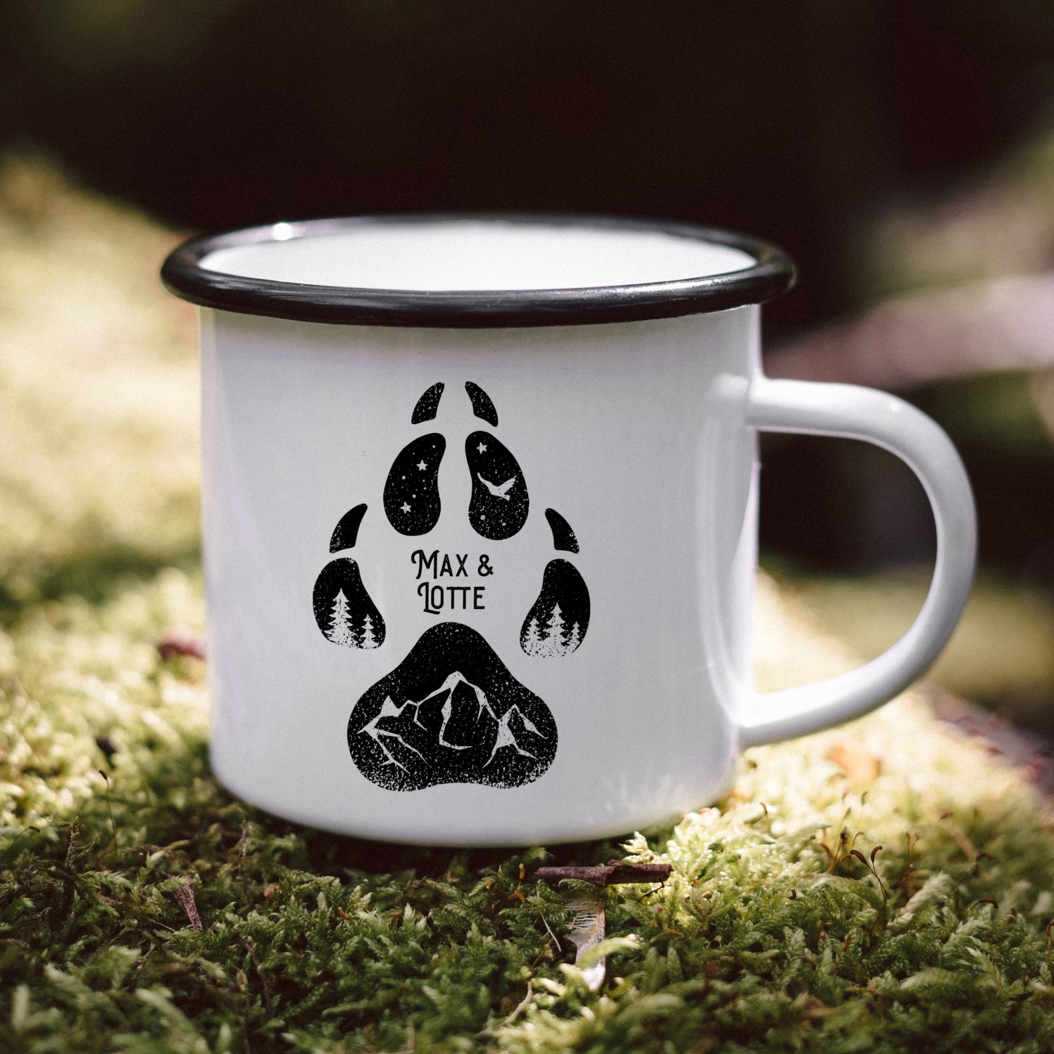 Emaille Tasse - Hundepfote - Abenteuernah