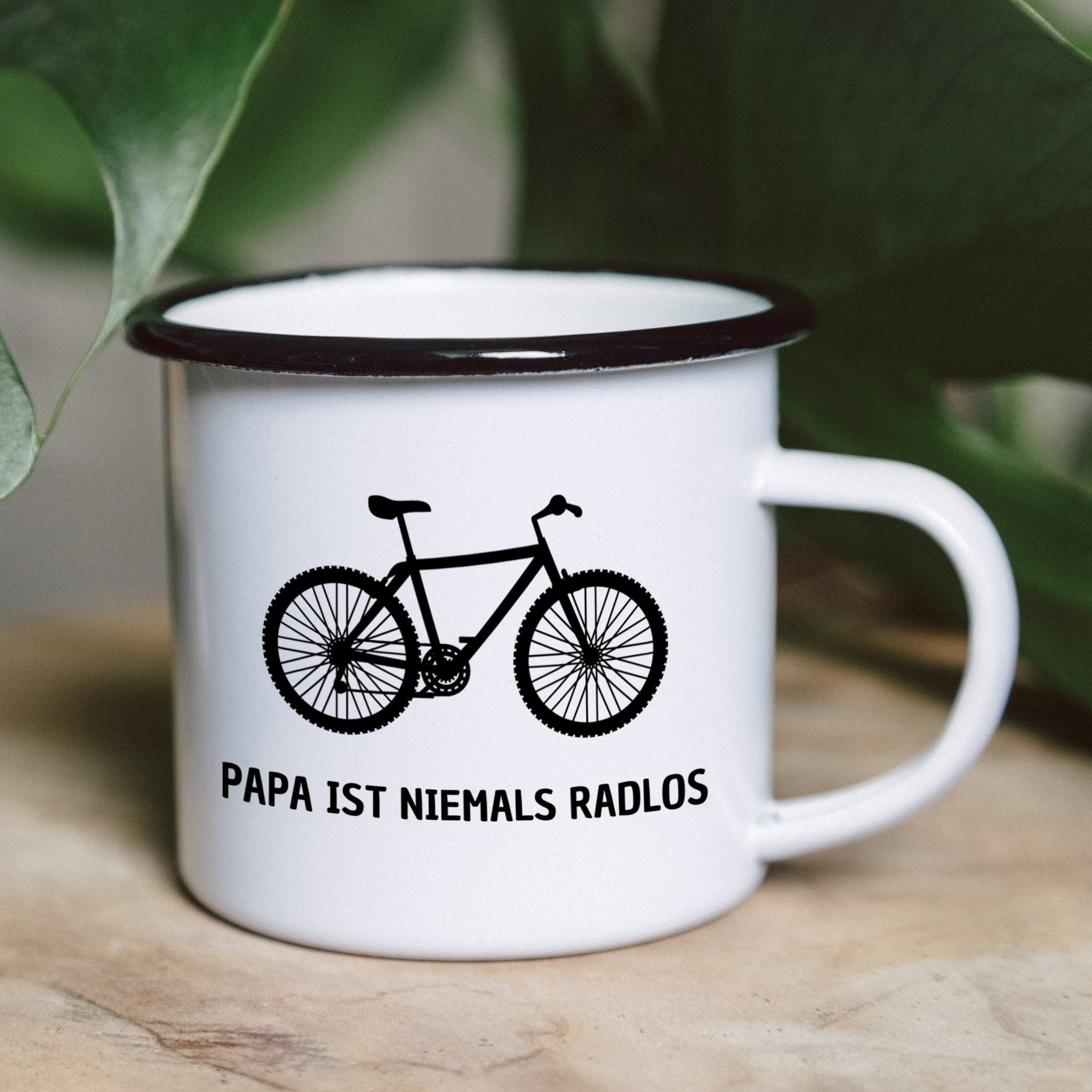 Emaille Tasse - Papa ist niemals radlos - Abenteuernah
