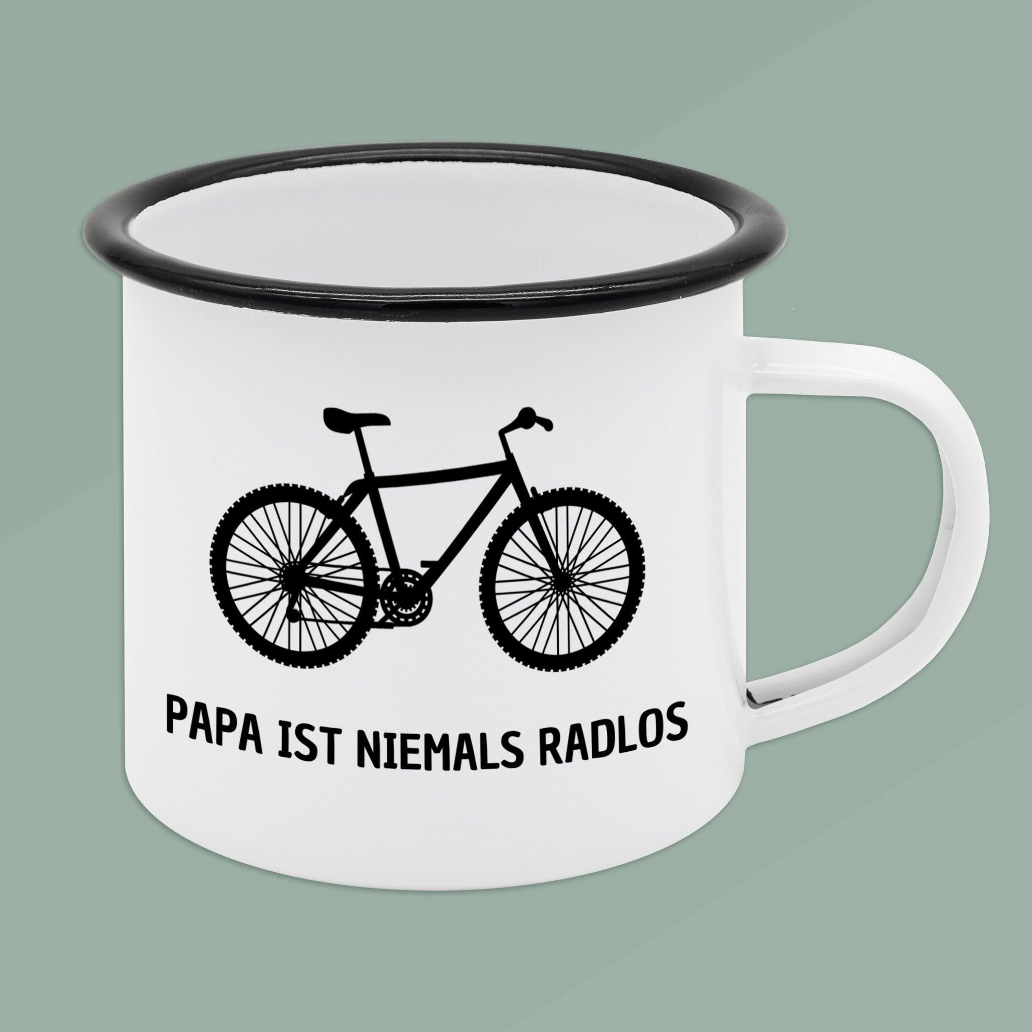 Emaille Tasse - Papa ist niemals radlos - Abenteuernah