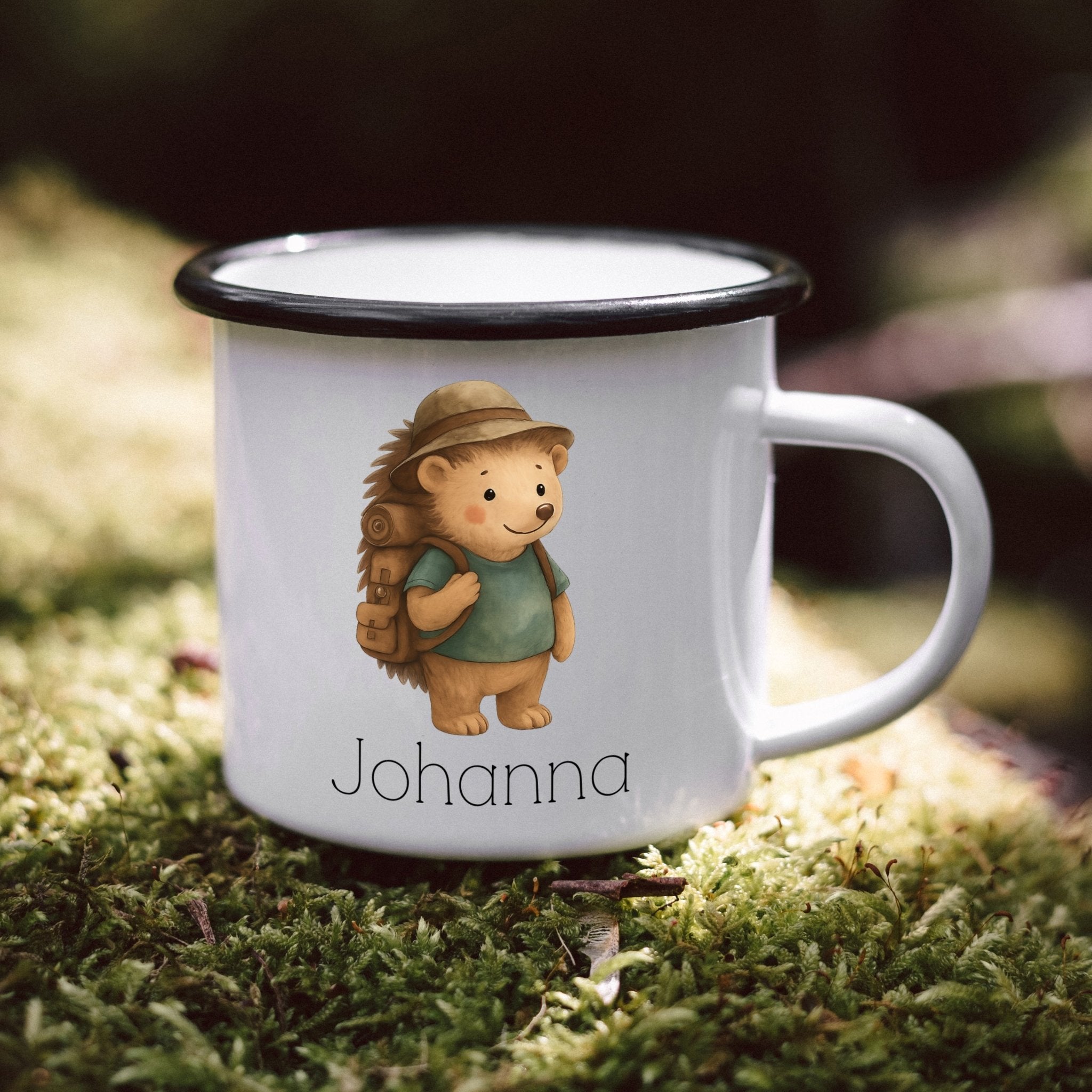 Emaille Tasse - Pfadfinder - Igel - Abenteuernah