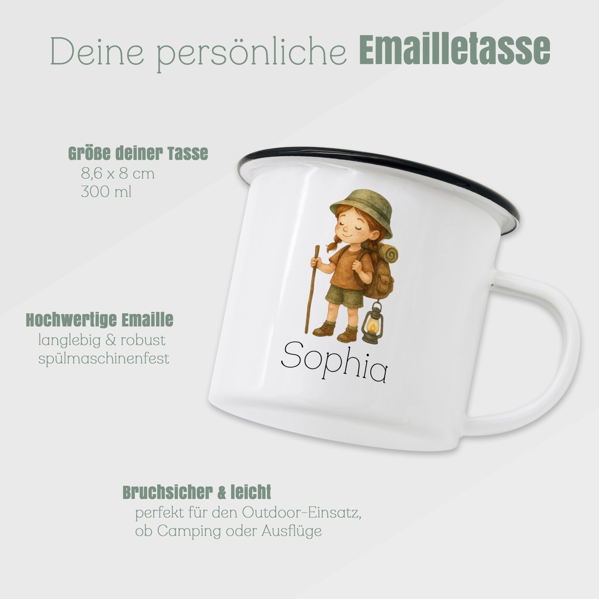 Emaille Tasse - Pfadfinder - Mädchen - Abenteuernah