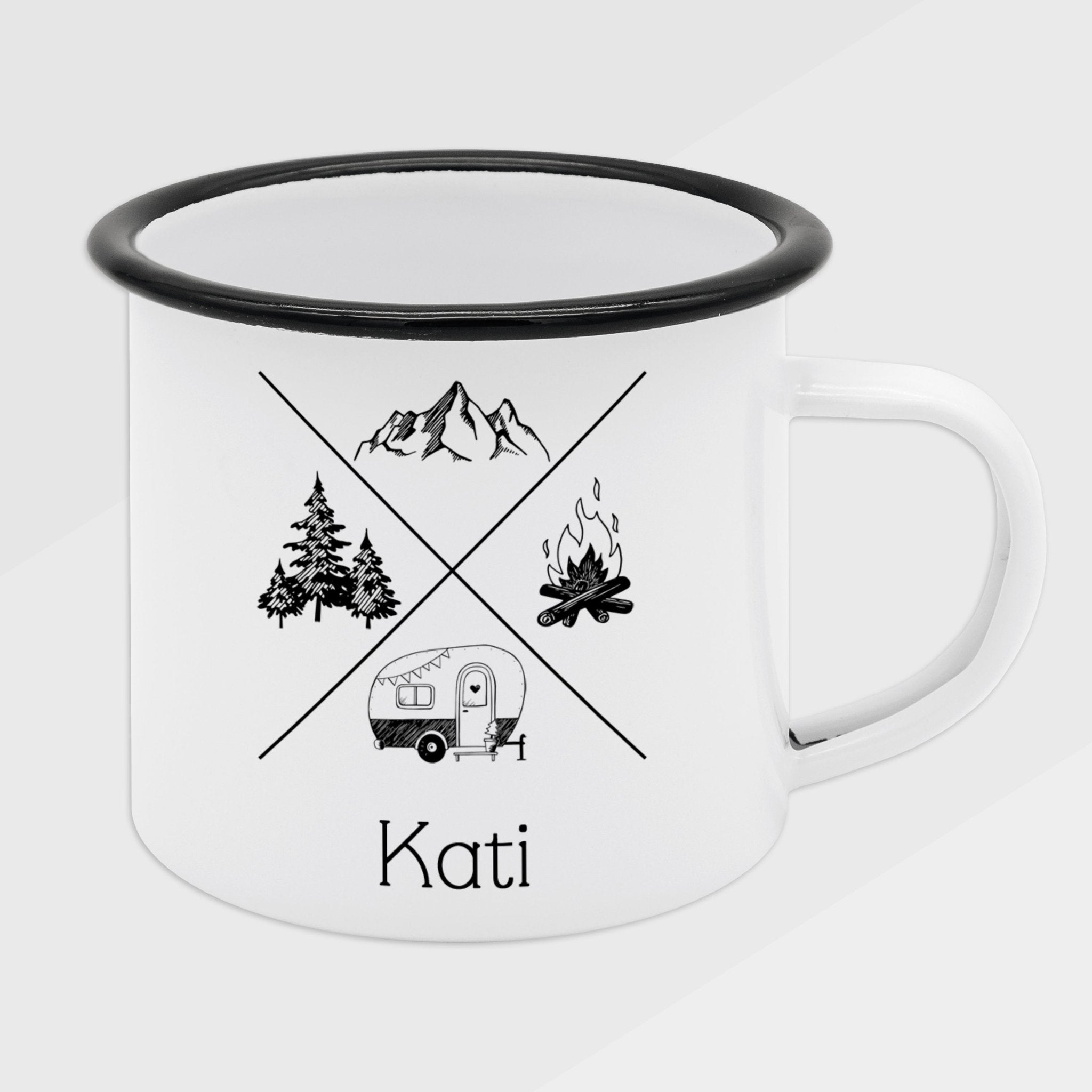 Emaille Tasse - X - Motiv - Abenteuernah