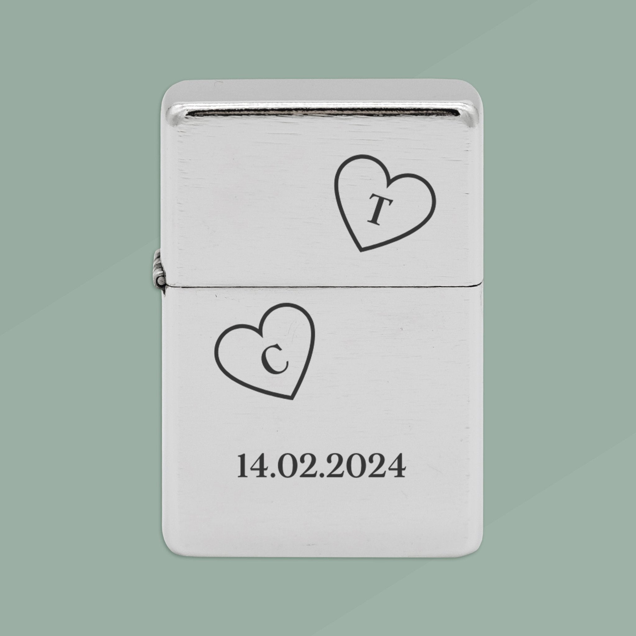 Feuerzeug Edelstahl - 2 Herzen - Abenteuernah