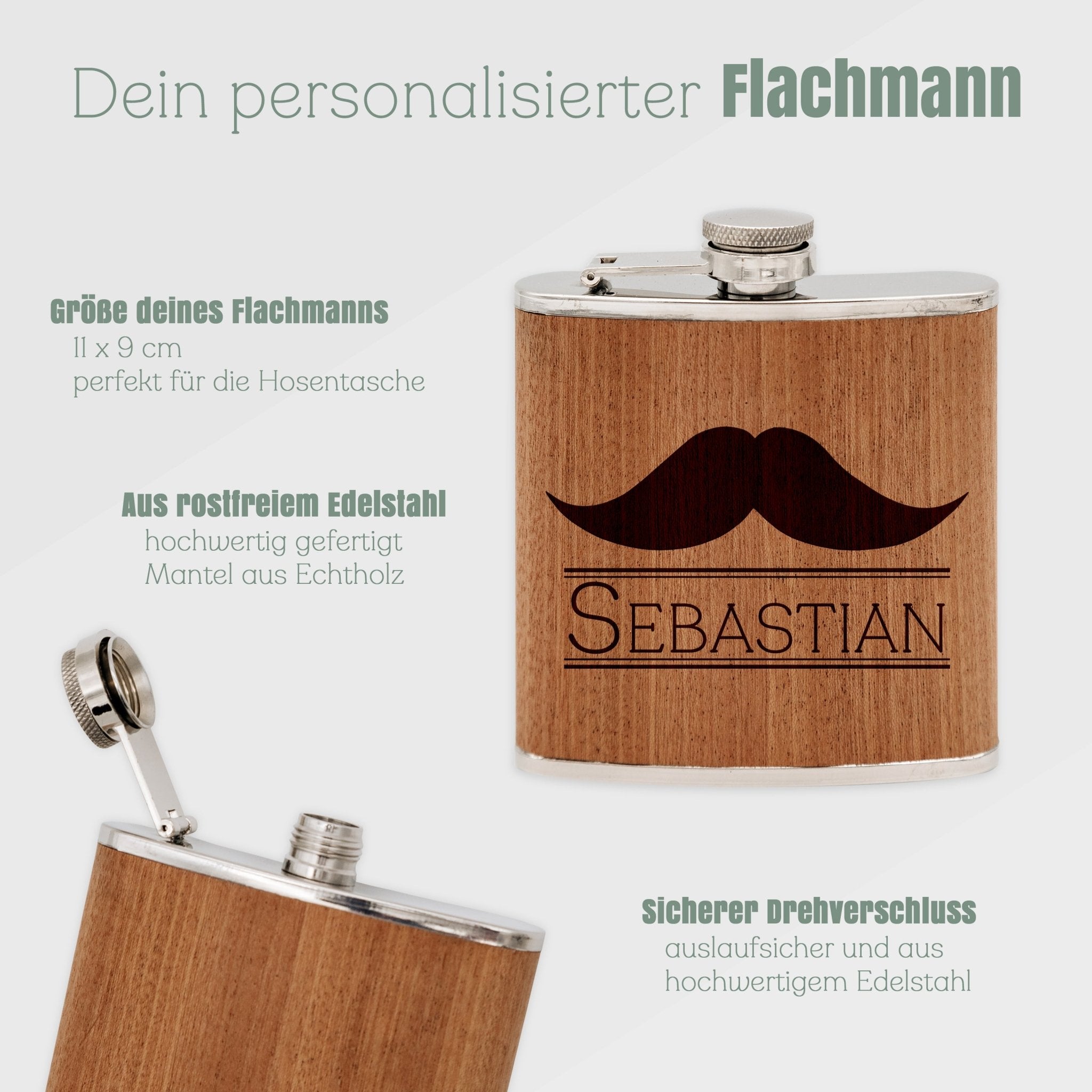 Flachmann Holz - Bart - Abenteuernah
