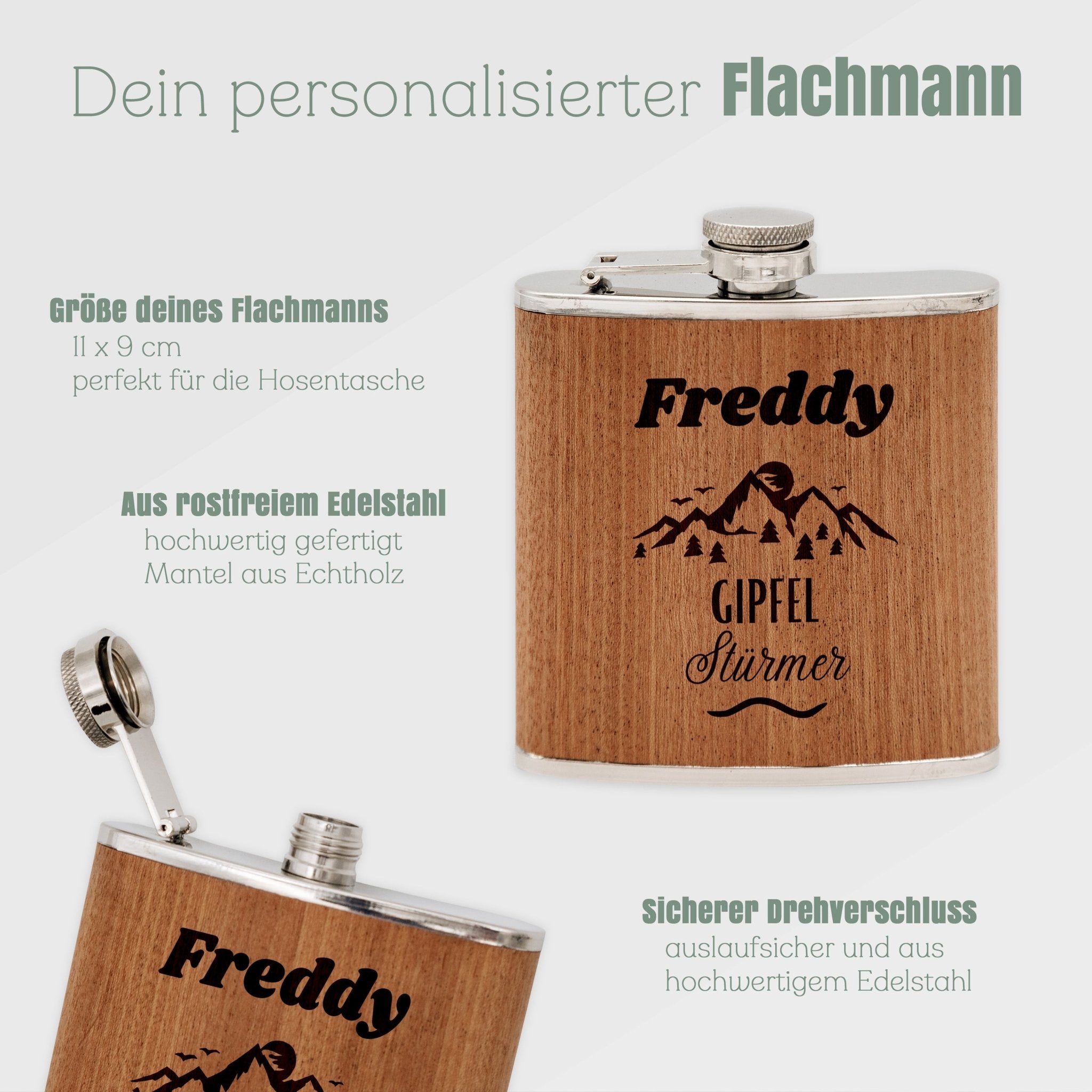 Flachmann Holz - Berge Gipfelstürmer - Abenteuernah