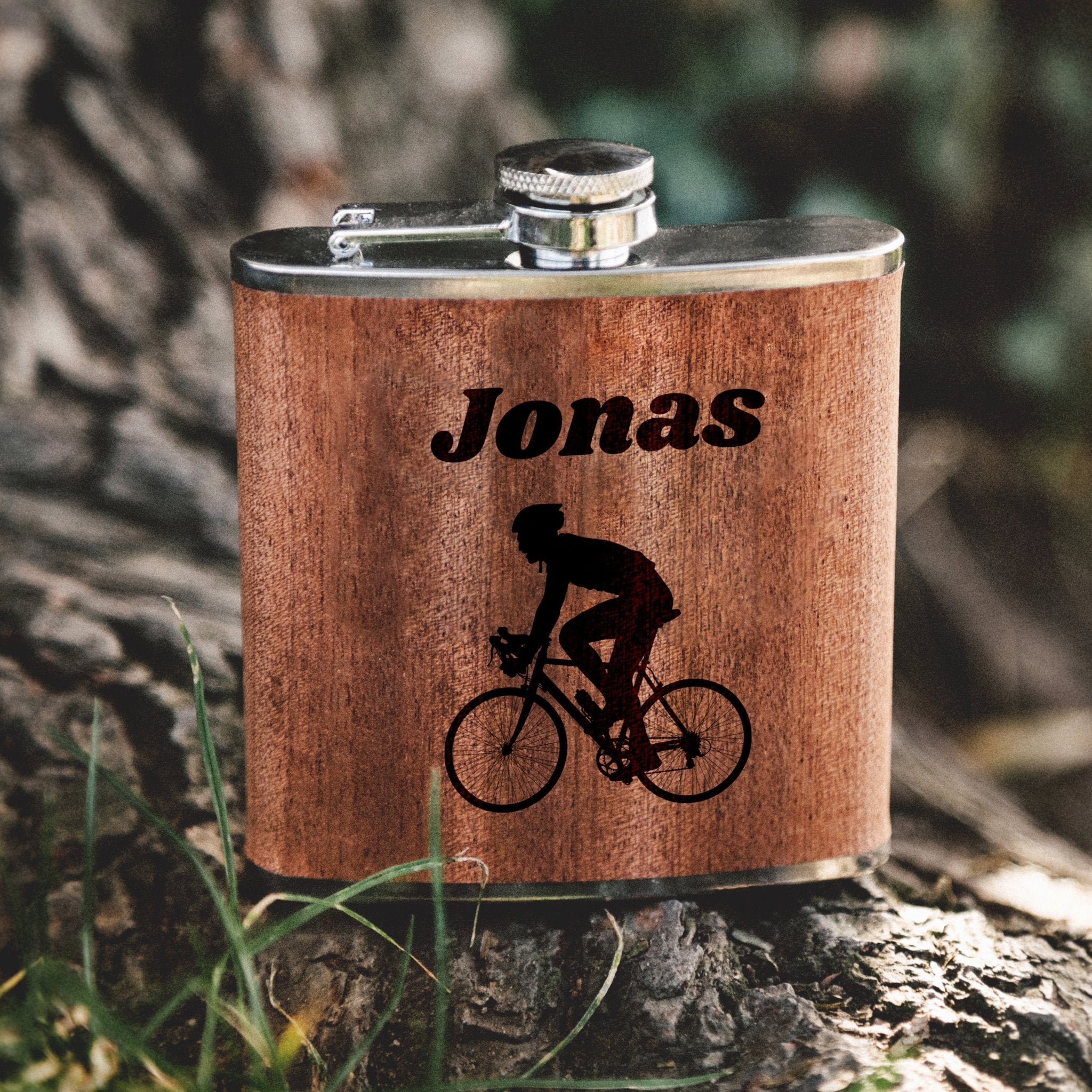 Flachmann Holz - Fahrrad Fahrer - Abenteuernah