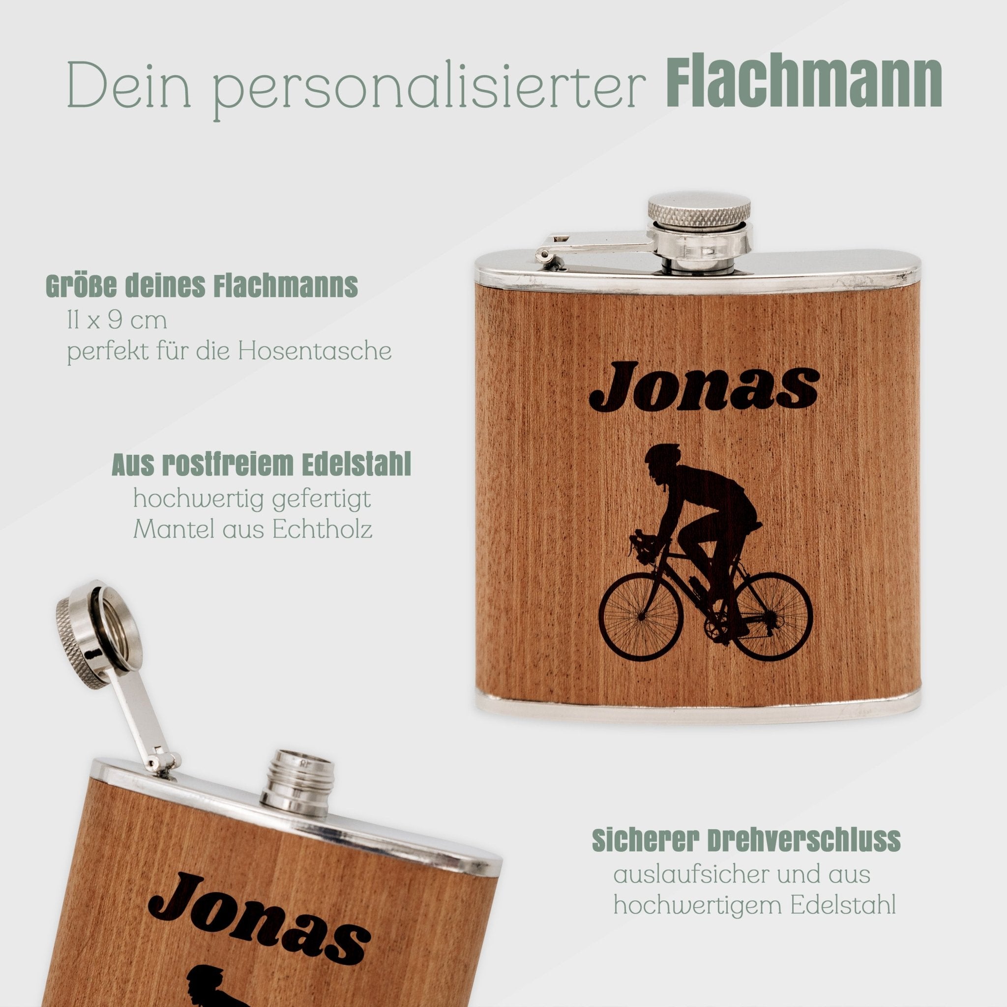 Flachmann Holz - Fahrrad Fahrer - Abenteuernah