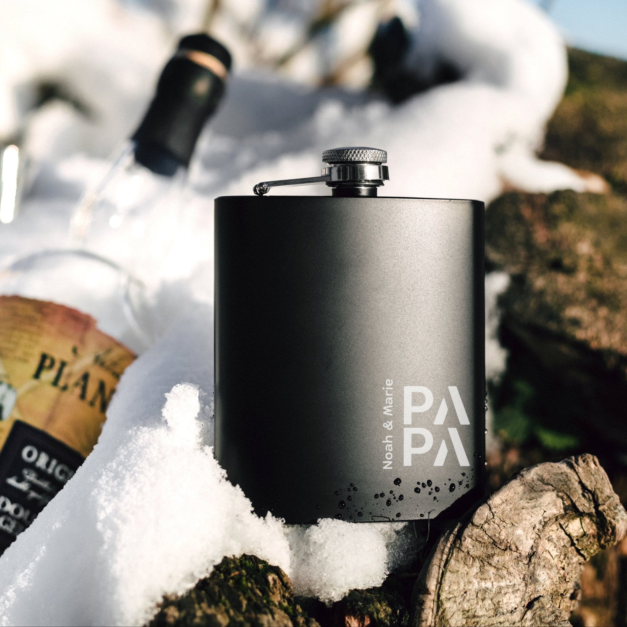 Flachmann schwarz - Papa - Abenteuernah