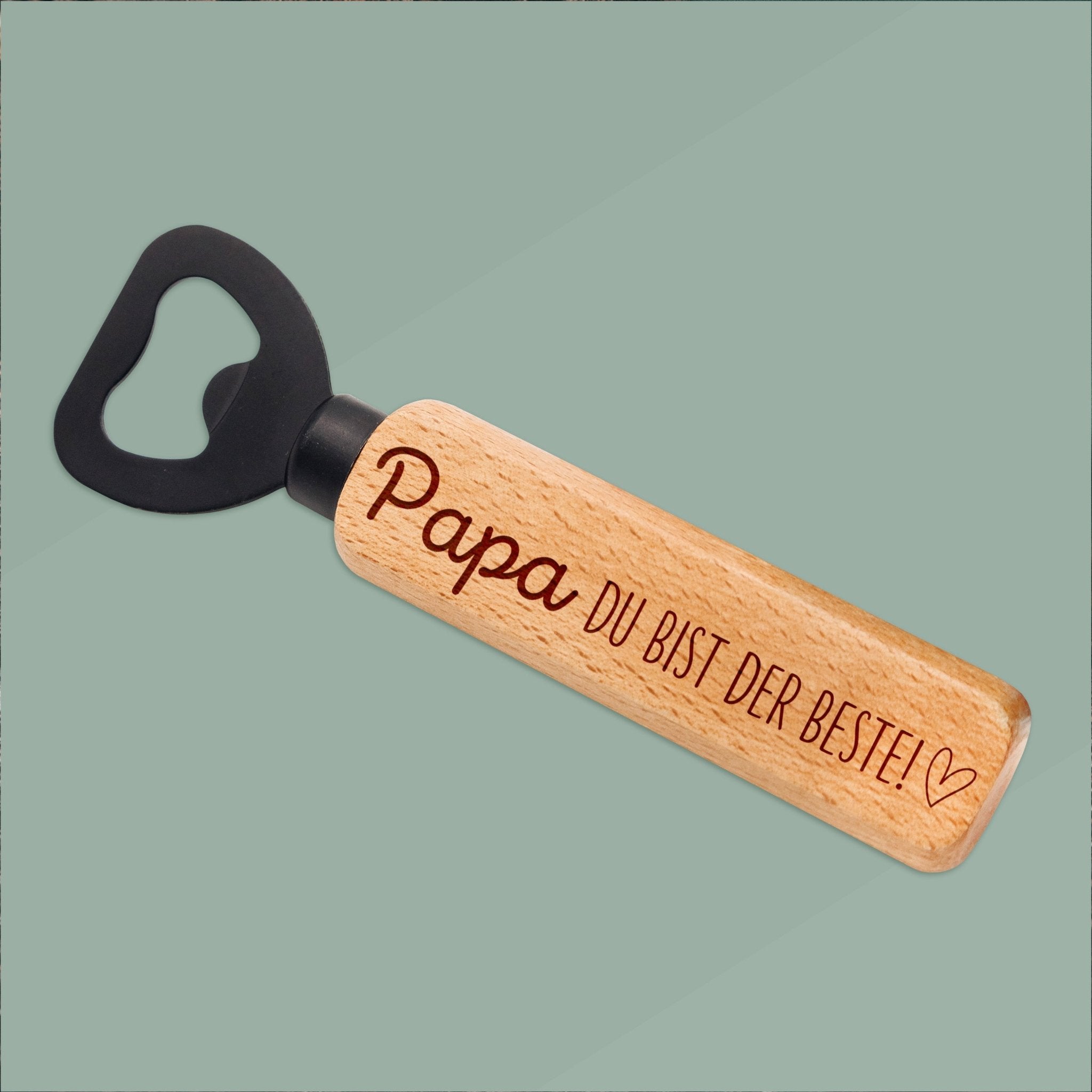 Flaschenöffner Holz mit schwarzer Klinge - Papa/Opa bist der Beste - Abenteuernah