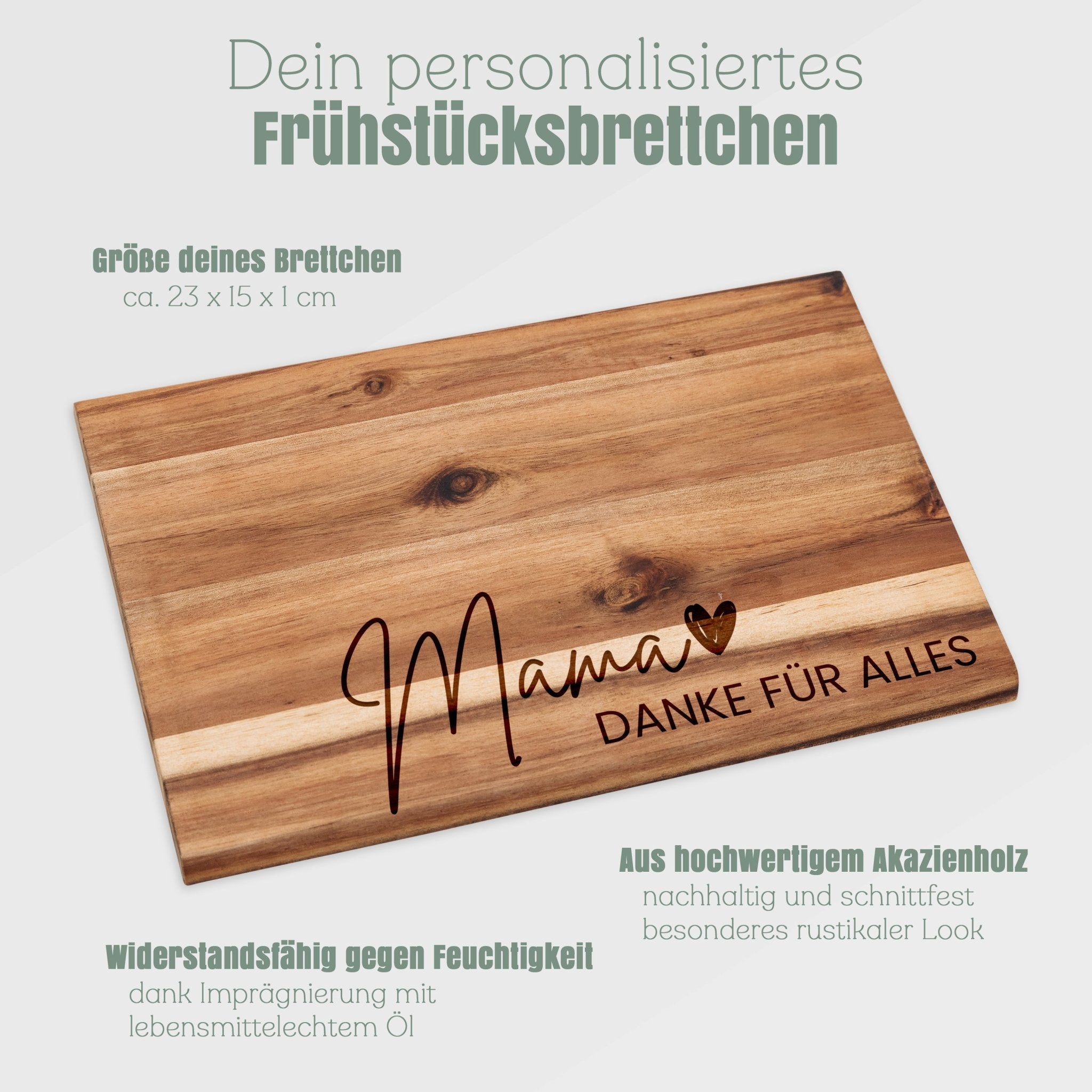 Frühstücksbrett Akazie - Danke für Alles - Abenteuernah
