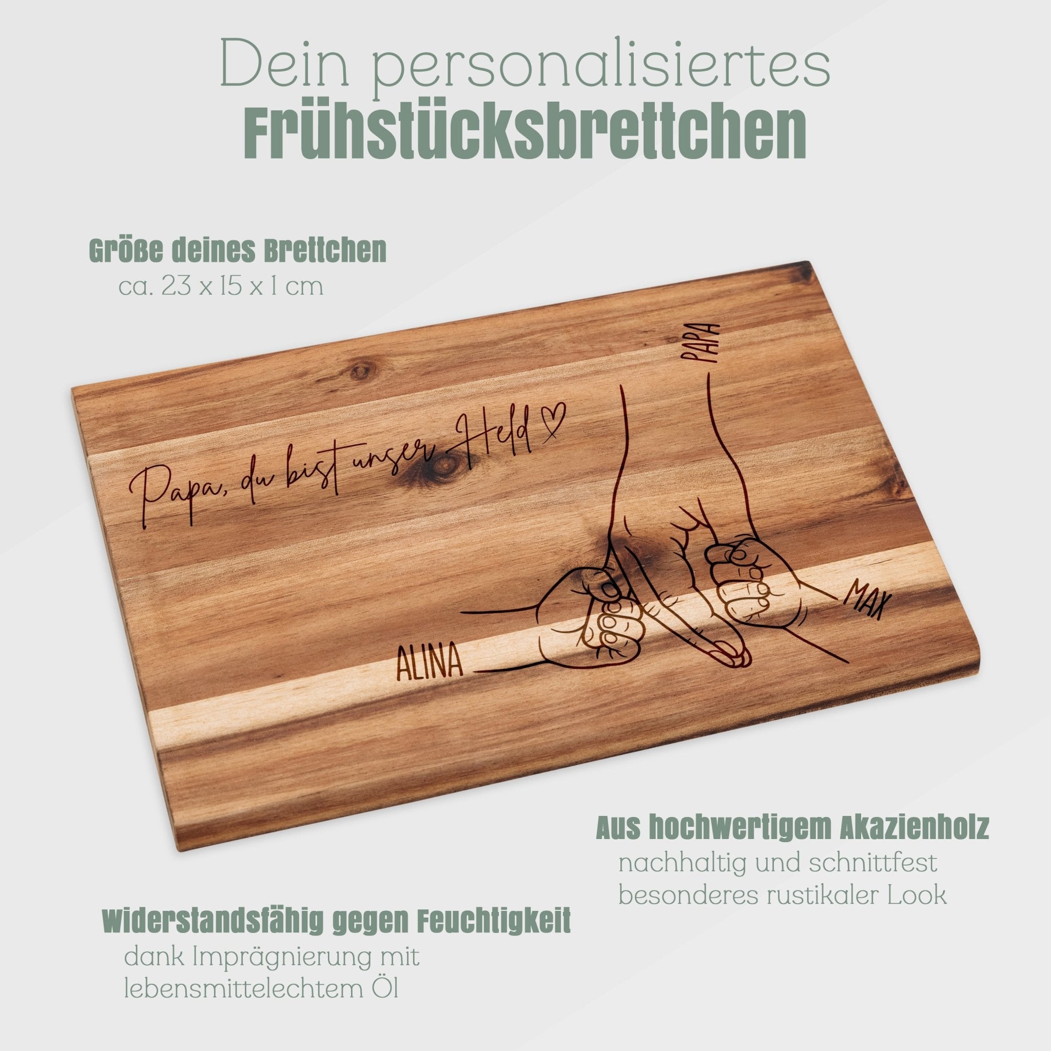Frühstücksbrett Akazie - Papa Hand - Abenteuernah