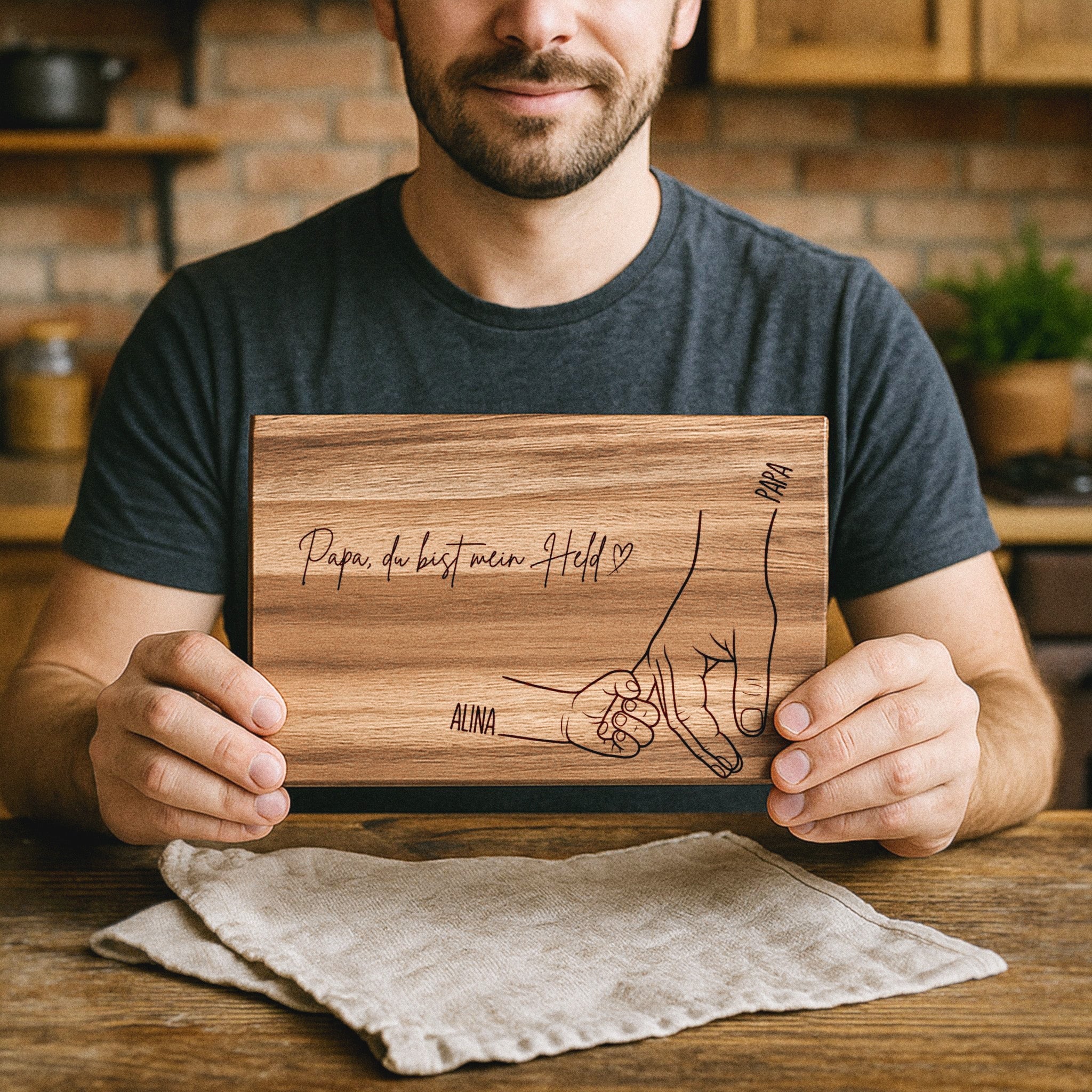 Frühstücksbrett Akazie - Papa Hand - Abenteuernah