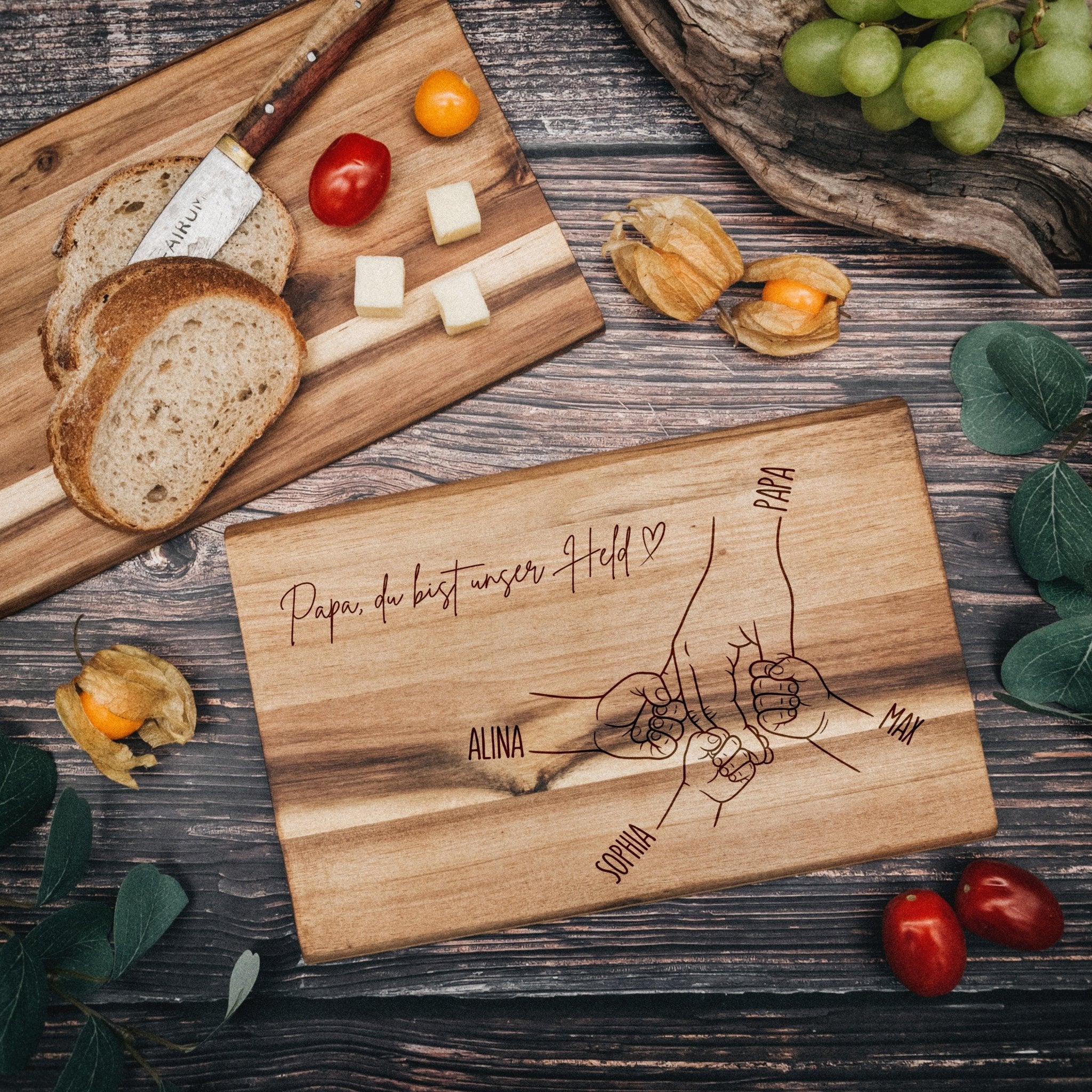 Frühstücksbrett Akazie - Papa Hand - Abenteuernah