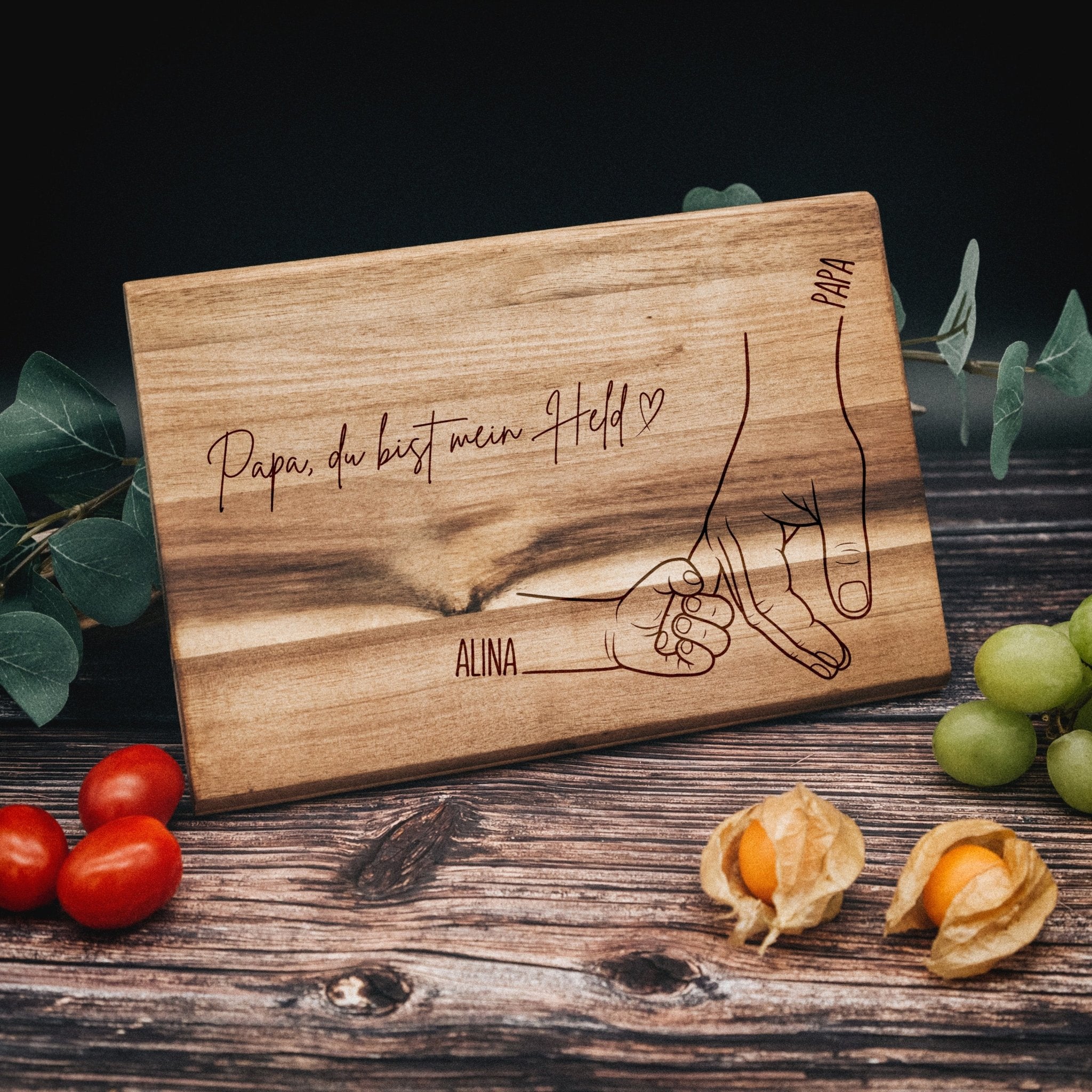 Frühstücksbrett Akazie - Papa Hand - Abenteuernah