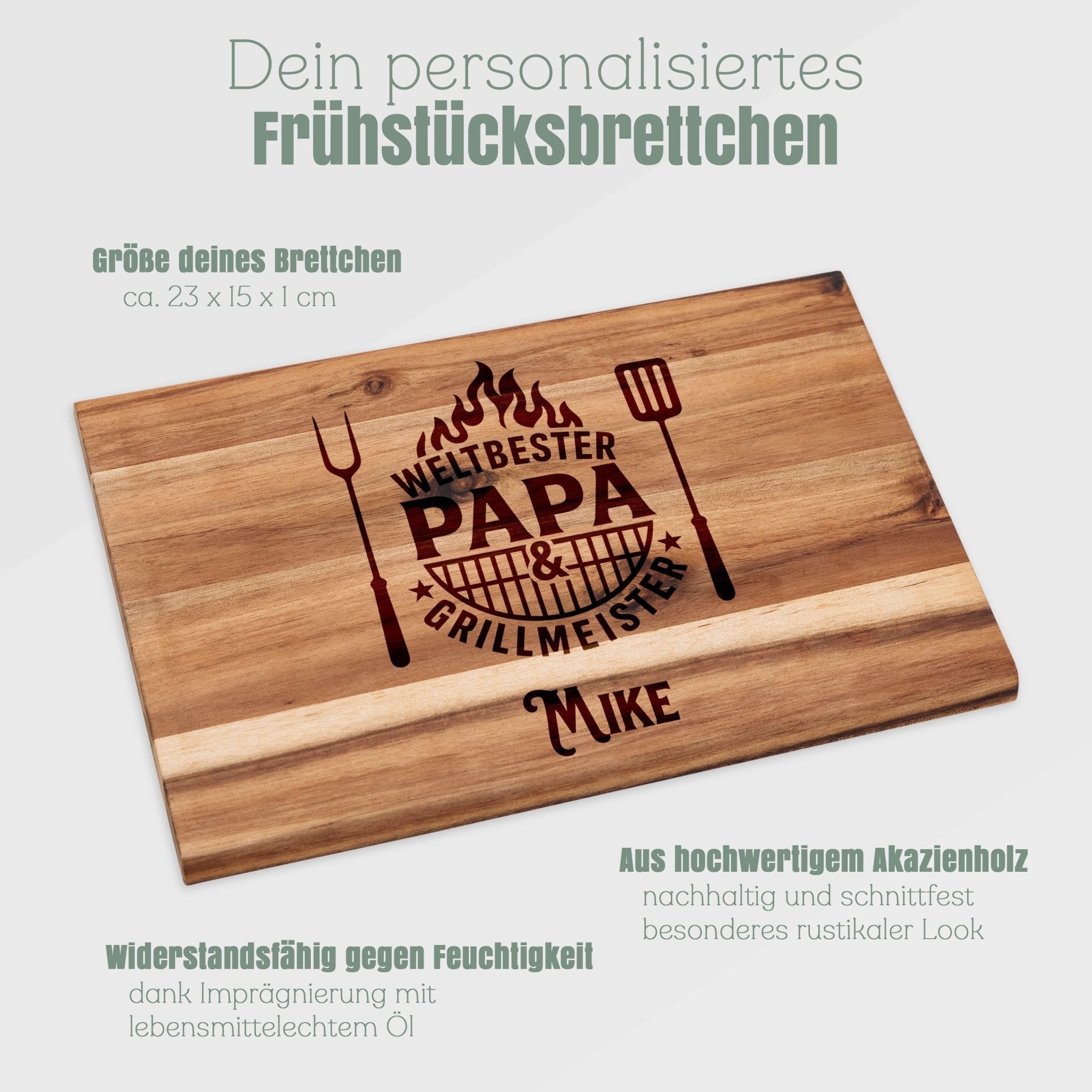 Frühstücksbrett Akazie - Weltbester Papa & Grillmeister - Abenteuernah